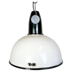 Industrial Soviet White Enamel Pendant Lamp, 1960s