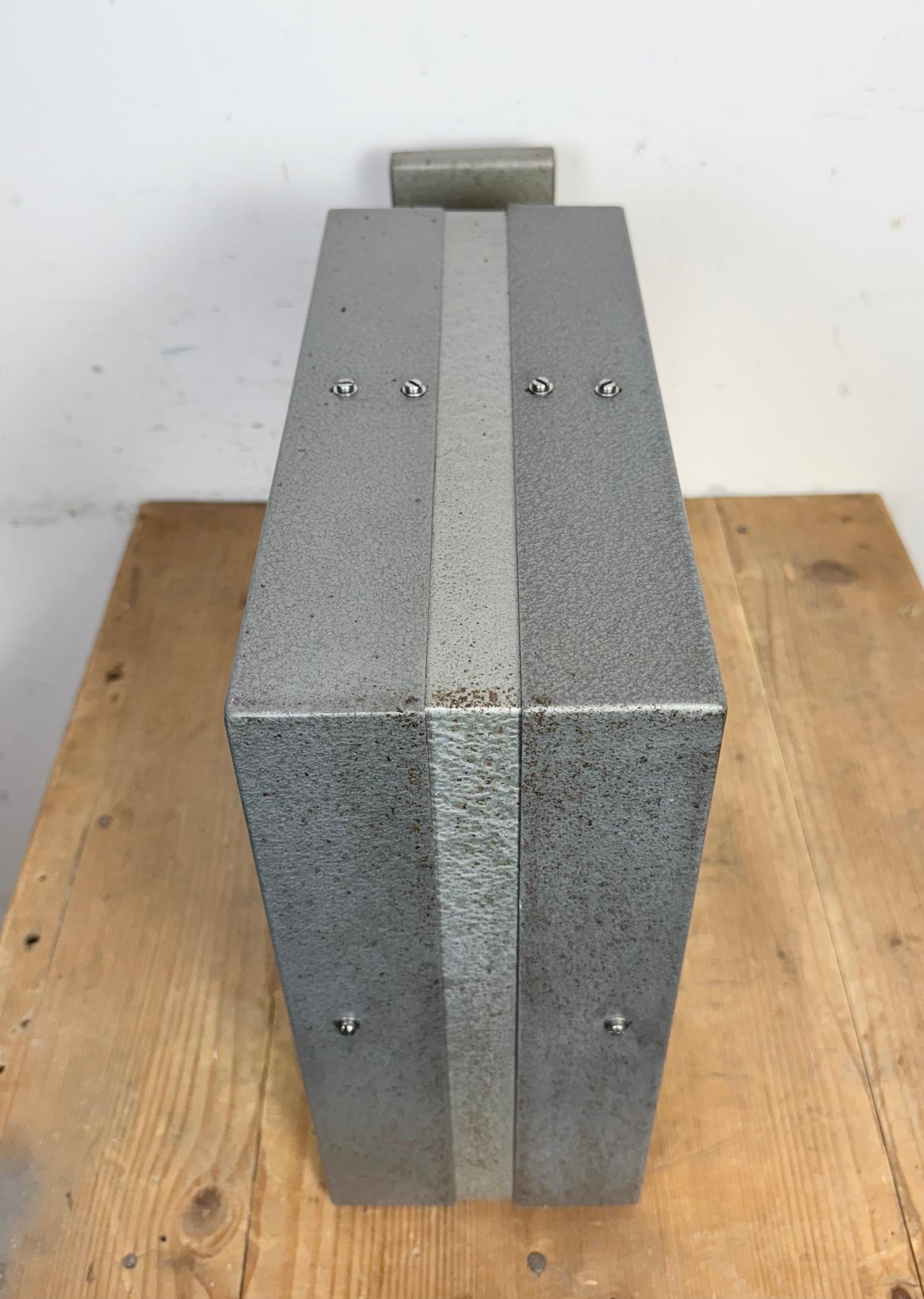 Industrial Square Double Sided Factory Wall Clock from Pragotron, 1970s 4