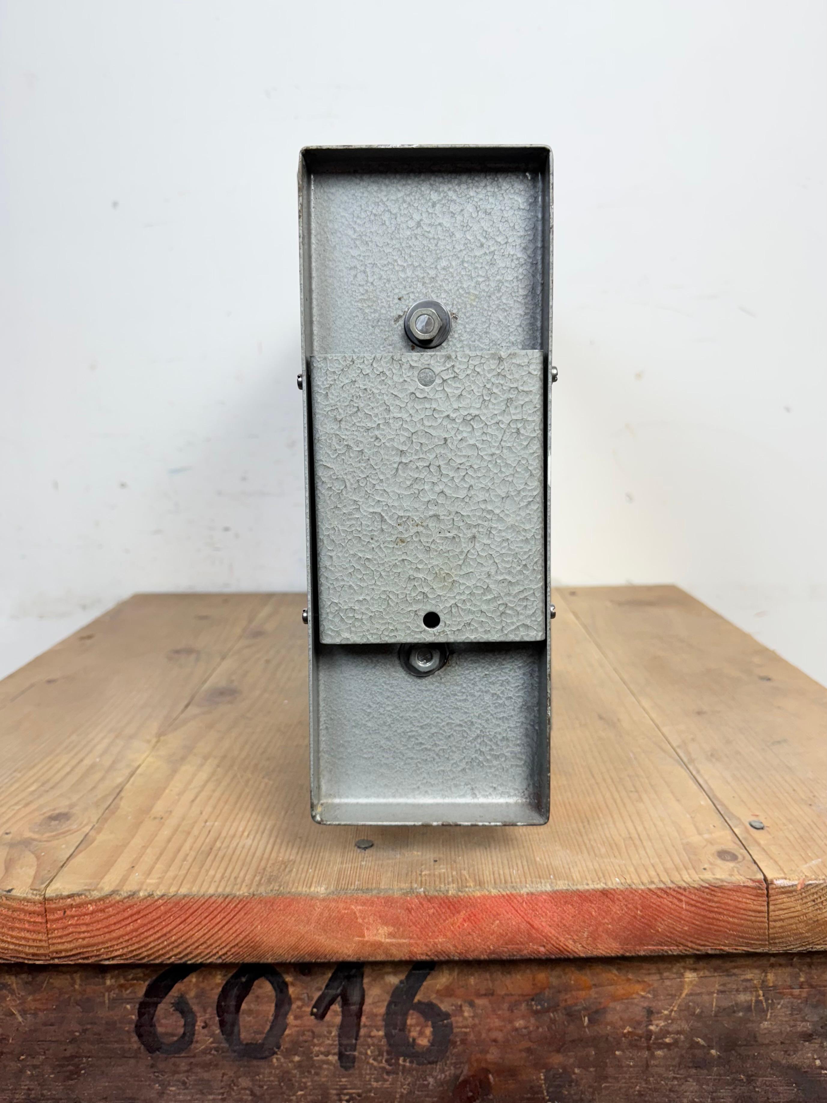 Industrial Square Double Sided Factory Wall Clock from Pragotron, 1970s 8