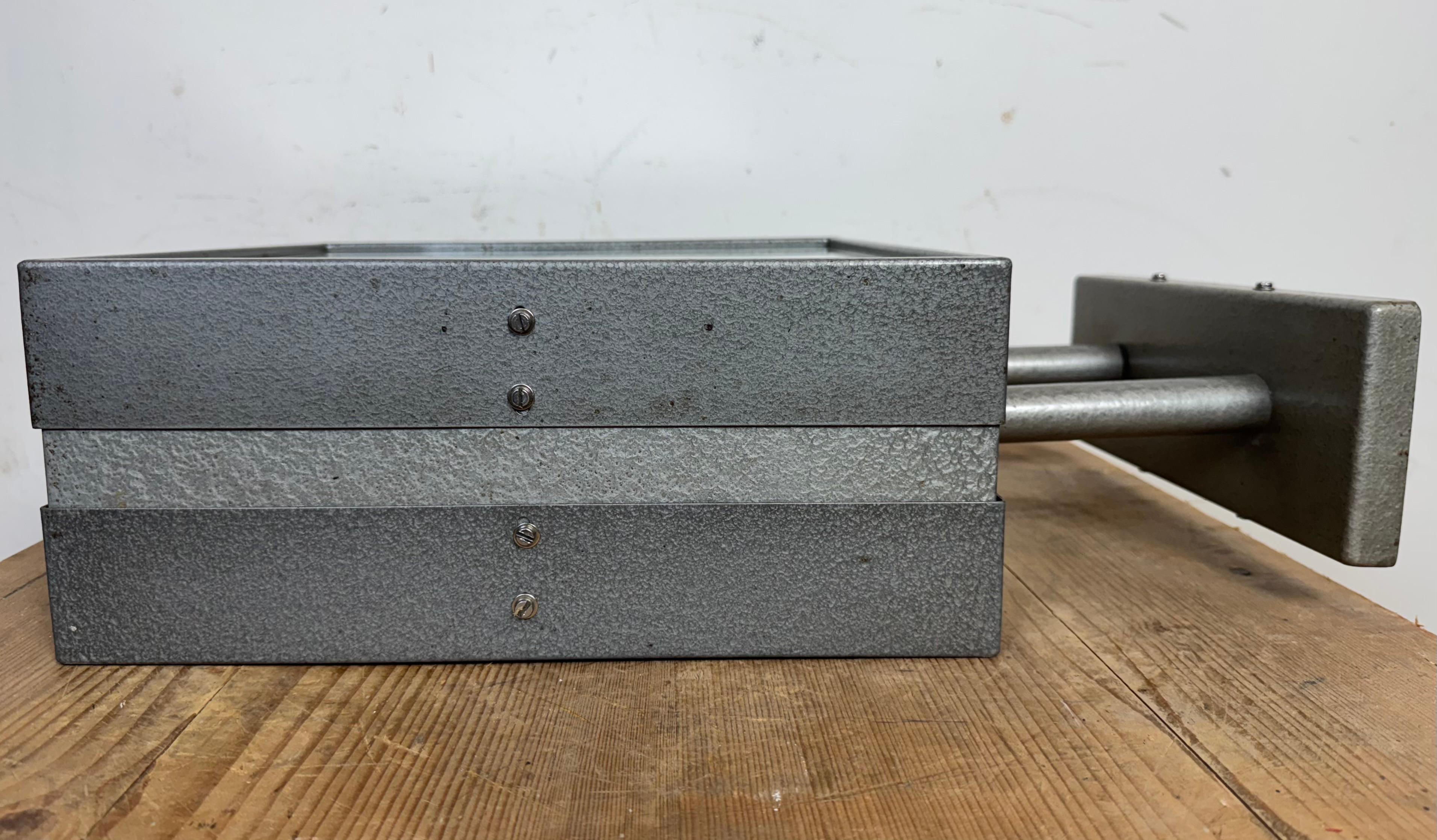 Industrial Square Double Sided Factory Wall Clock from Pragotron, 1970s 9
