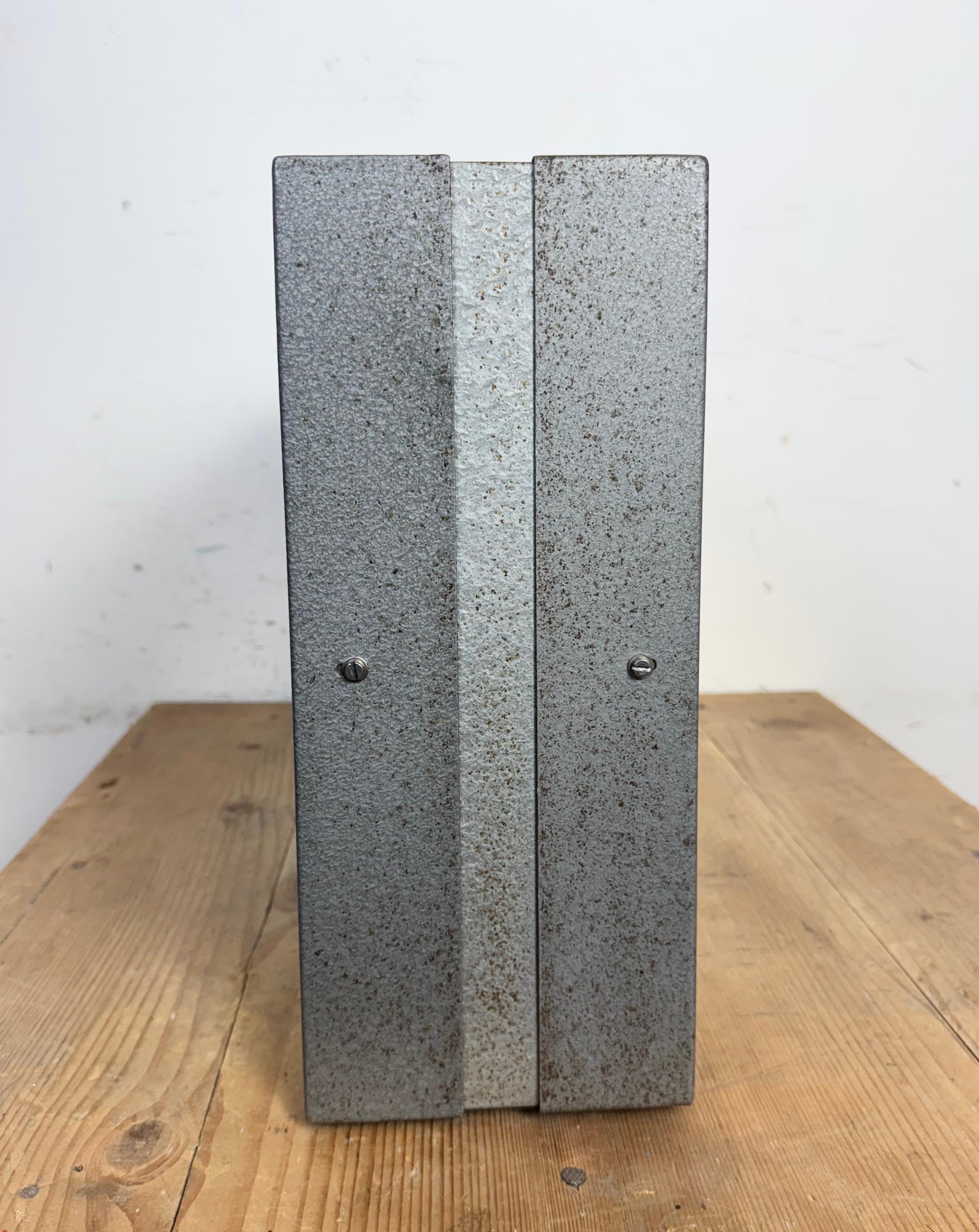 Late 20th Century Industrial Square Double Sided Factory Wall Clock from Pragotron, 1970s
