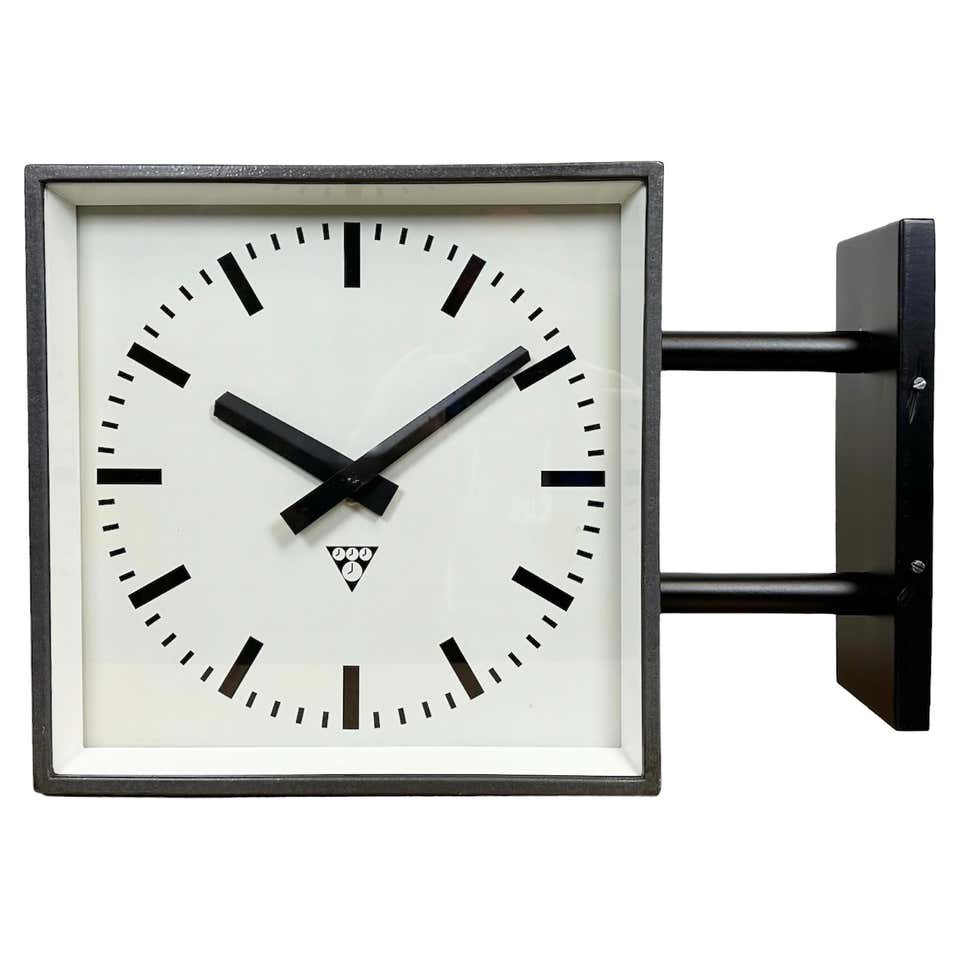 Double Sided Industrial Clock from a Railway Station at 1stDibs ...