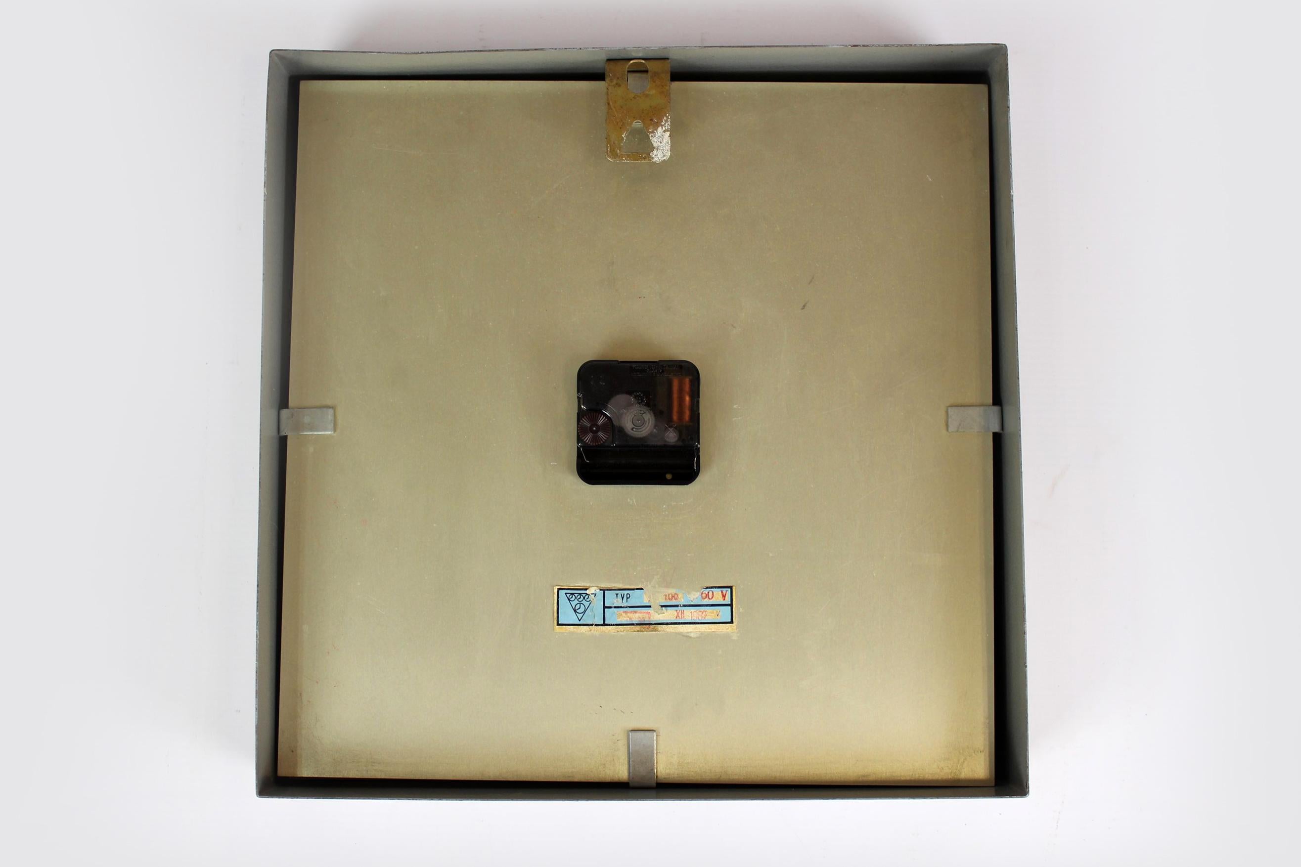 Industrial Square Railway Clock from Pragotron, 1980s 7