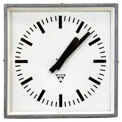 Industrial Square Railway Clock from Pragotron, 1980s