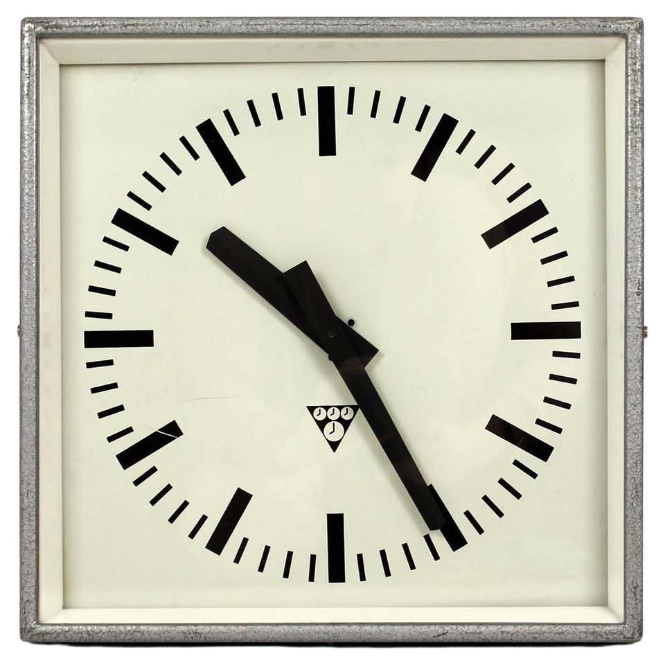 Large Industrial Double Sided Railway or Factory Clock from Pragotron ...