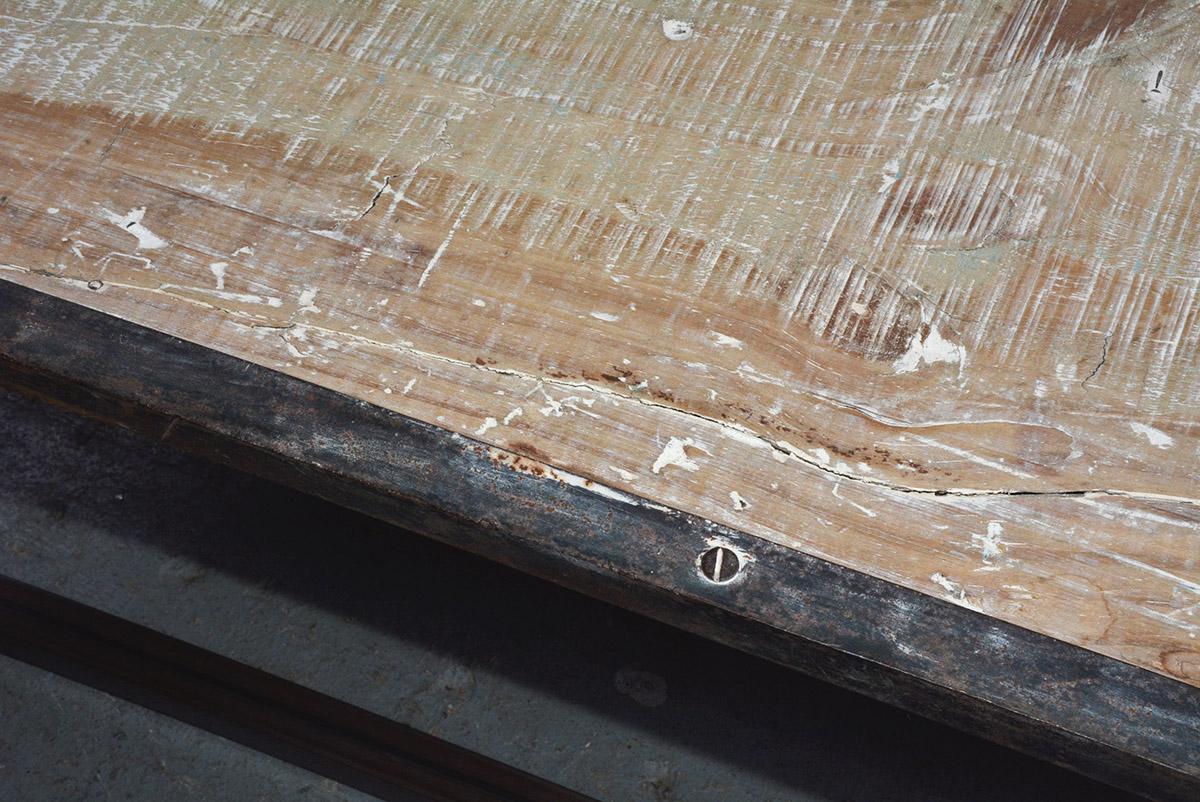 Industrial Square Slatted Wood Top Metal Base Coffee Table 3