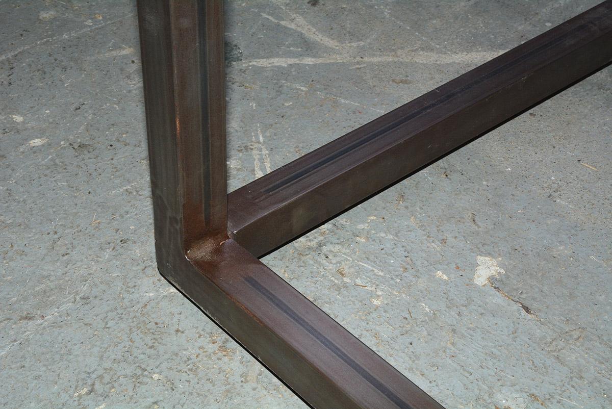 Industrial Square Slatted Wood Top Metal Base Coffee Table 4