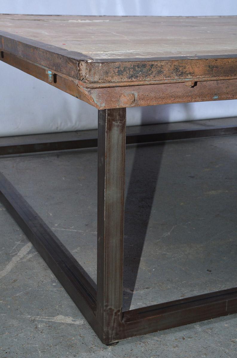 square metal and wood coffee table