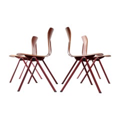 Retro Industrial Stacking, School Chairs Galvanitas S30 Oxblood Red