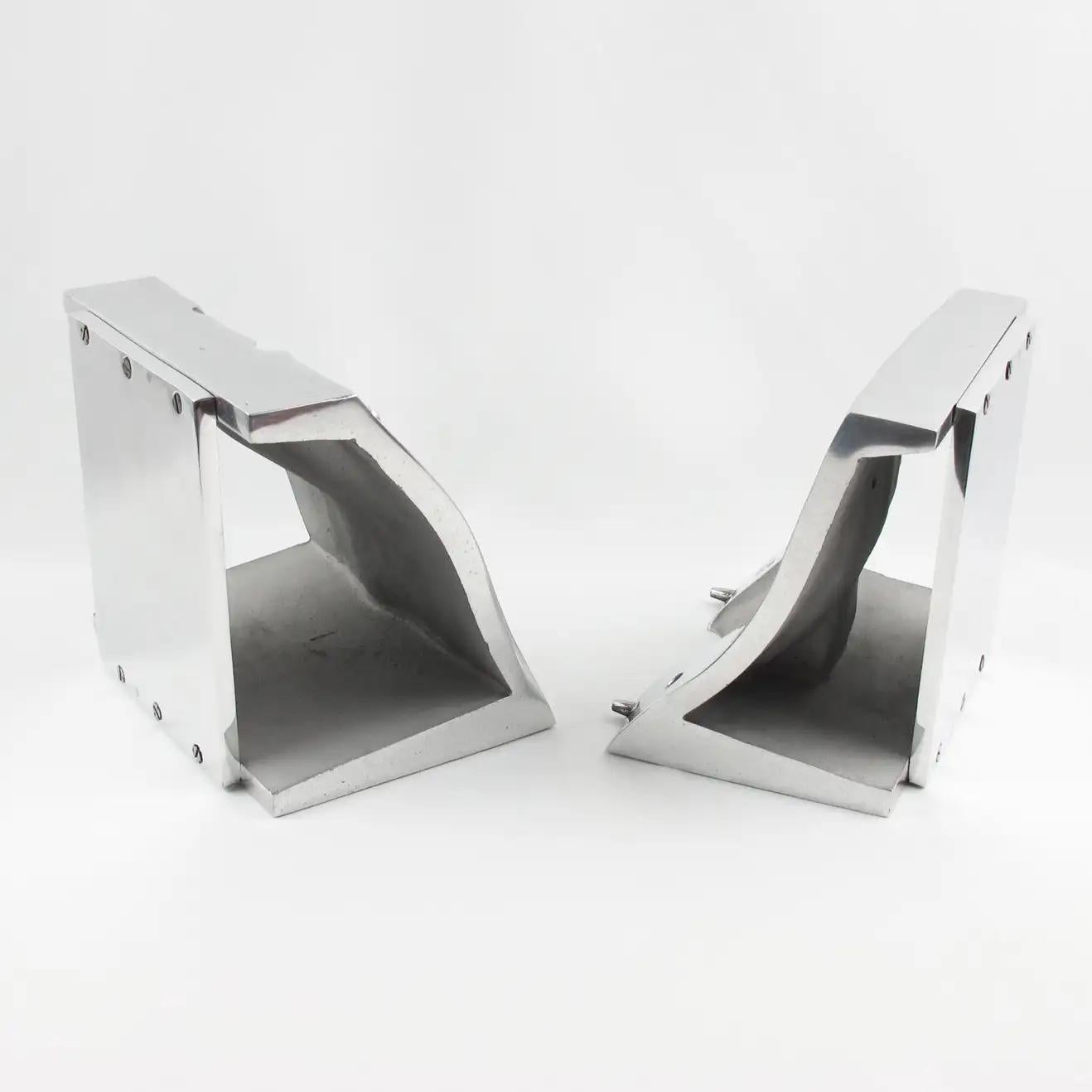 Industrial Stainless Steel Hand Mold Sculpture Bookends, a Pair For Sale 2
