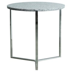Modern Stainless Steel Three-Leg Frame Grey Granite Side Table