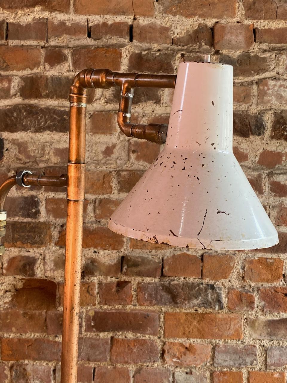 Industrial Steampunk Light Stand Side Lamp Vintage Copper Piping and Gauges In Distressed Condition In Longdon, Tewkesbury