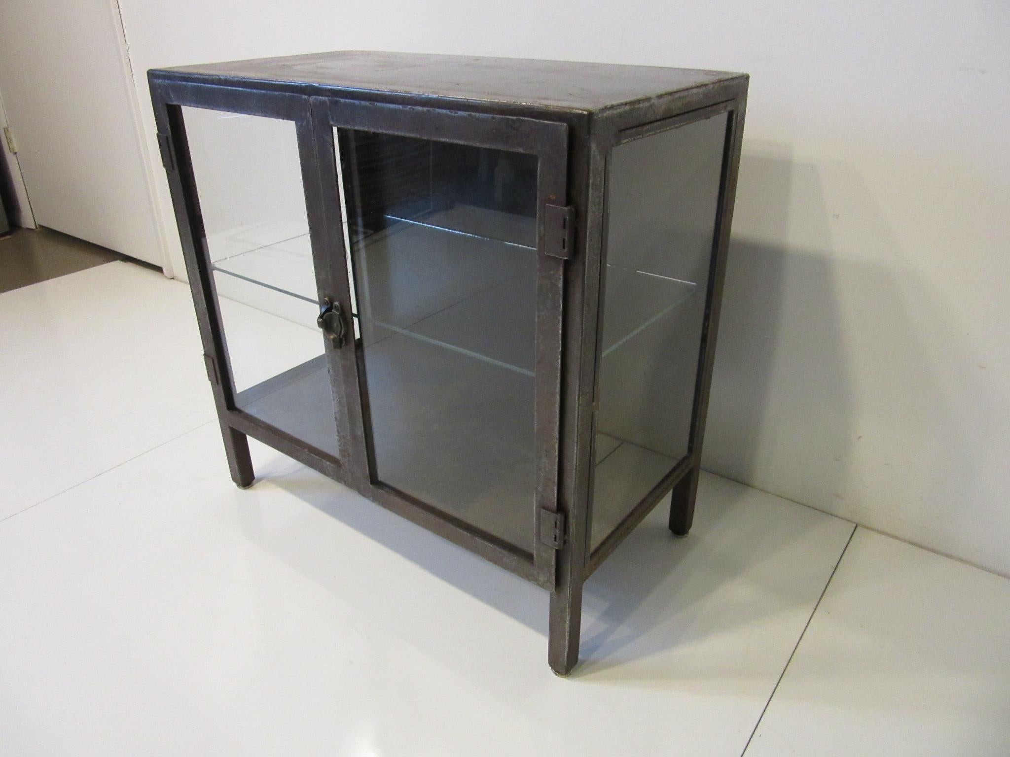 Unknown Industrial Steel and Glass Cabinet / Bookcase