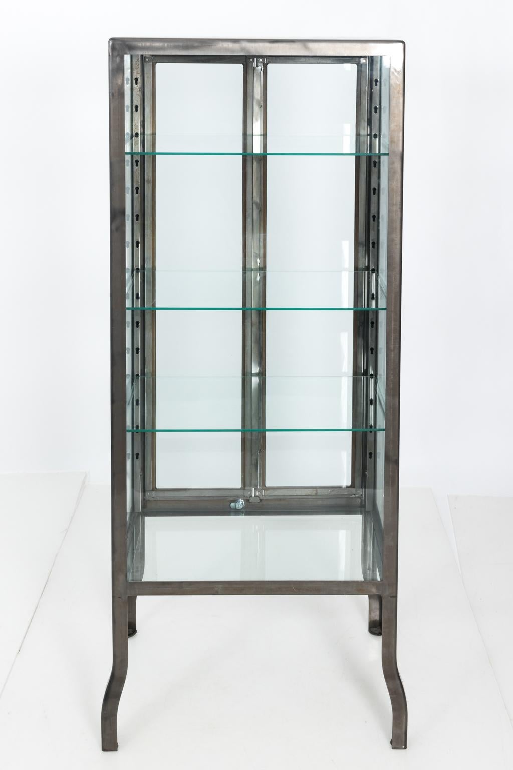 Industrial Steel and Glass Two Door Apothecary Cabinet 1