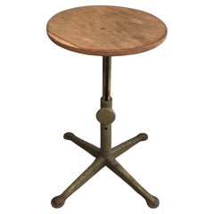 Industrial Steel and Wood Adjustable Stool, circa 1900