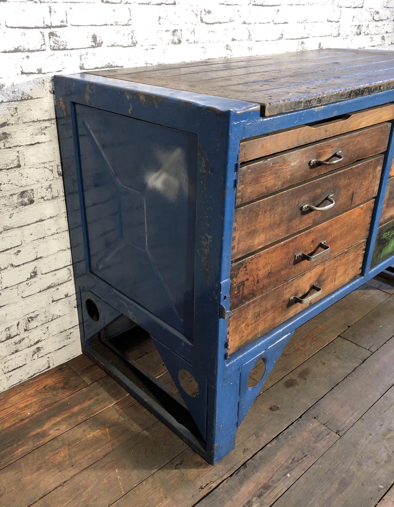 Industrial Steel And Wood Chest Of Drawers 1950s For Sale At 1stdibs