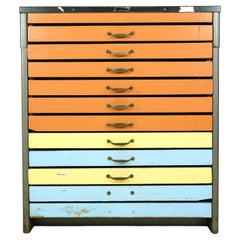 Industrial Steel Colorful 11 Drawer Map Cabinet Flat File
