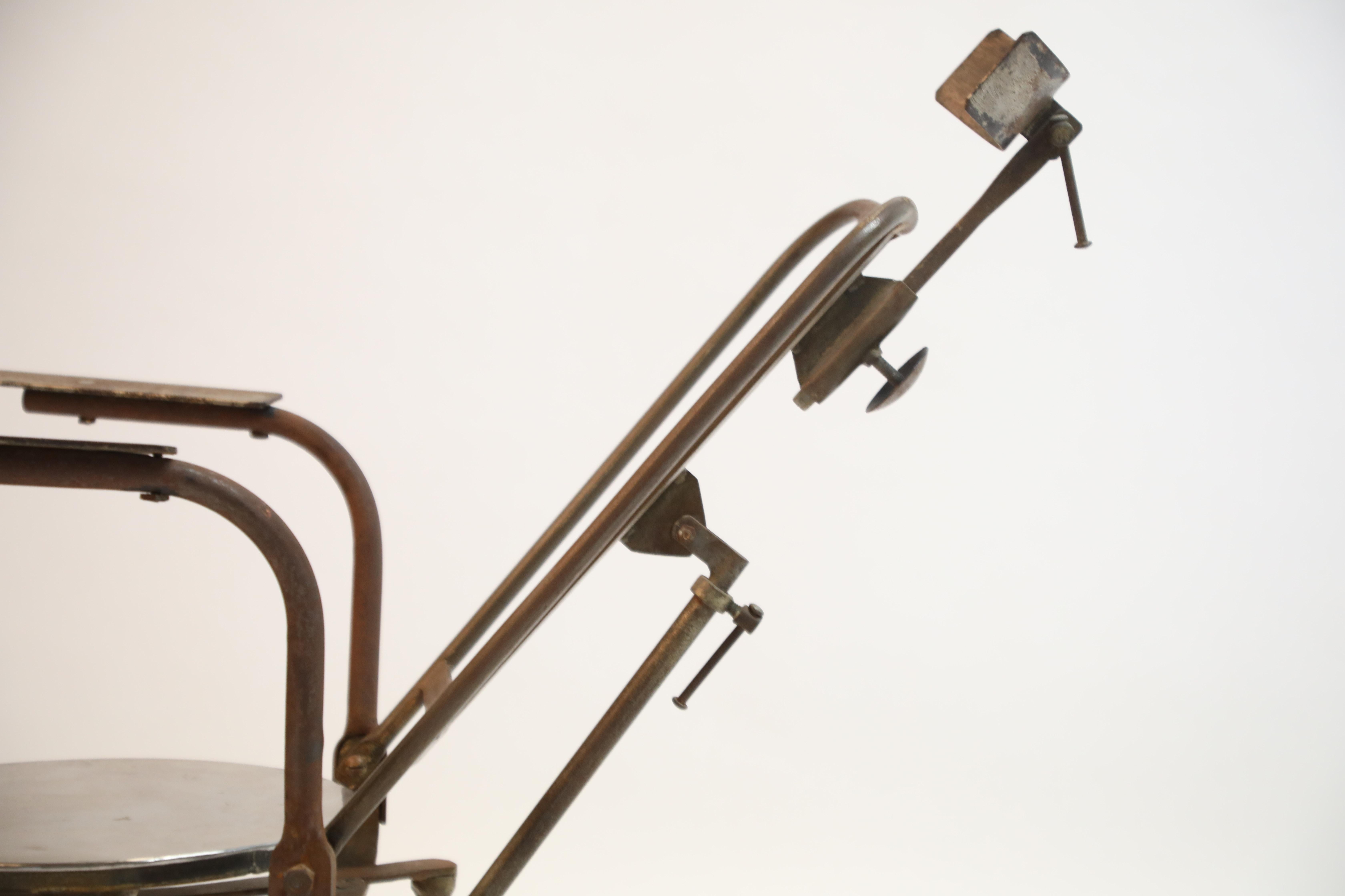 Industrial Steel Dentist Chair or Sculpture from Brazil, circa 1900s 4