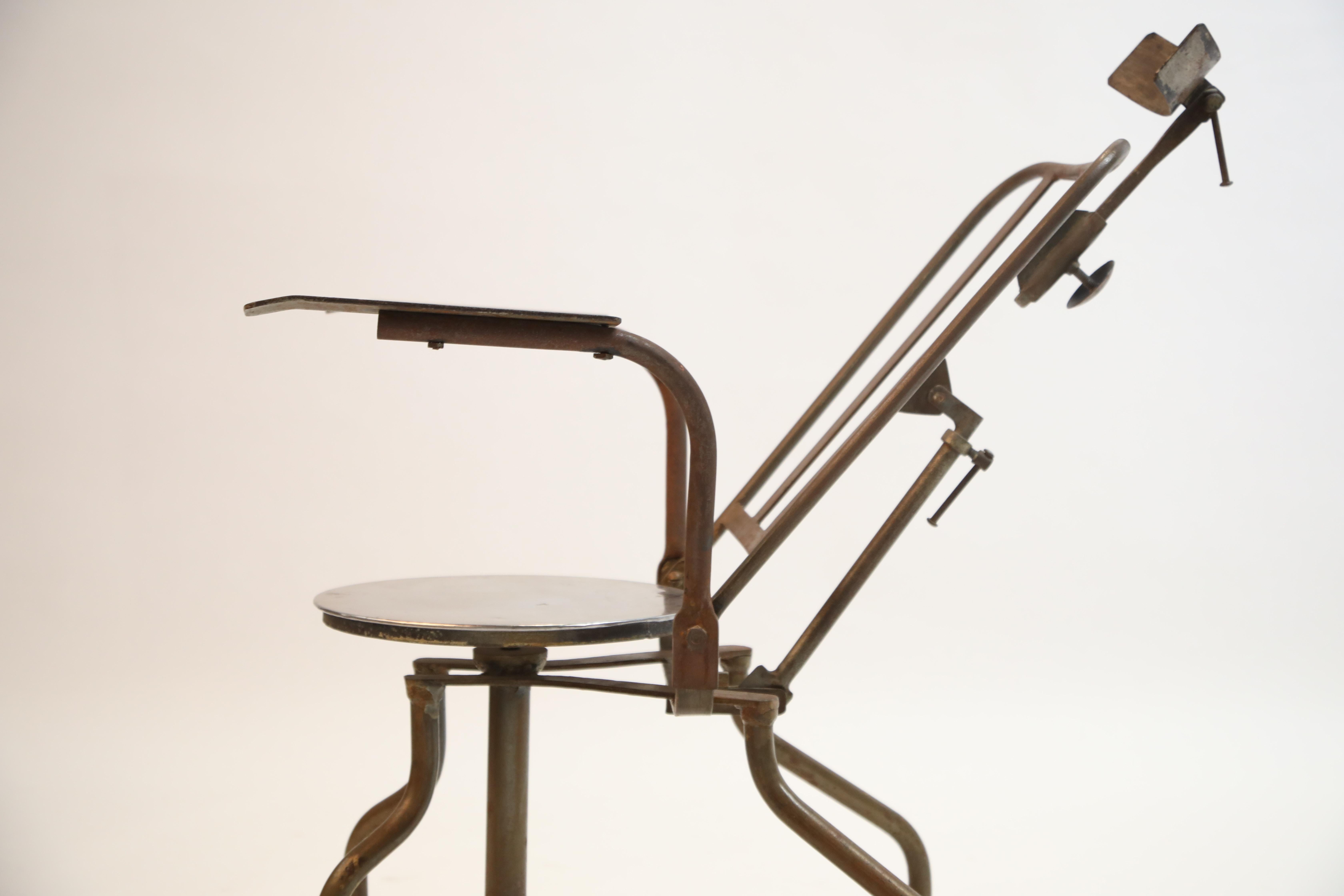 Industrial Steel Dentist Chair or Sculpture from Brazil, circa 1900s 5