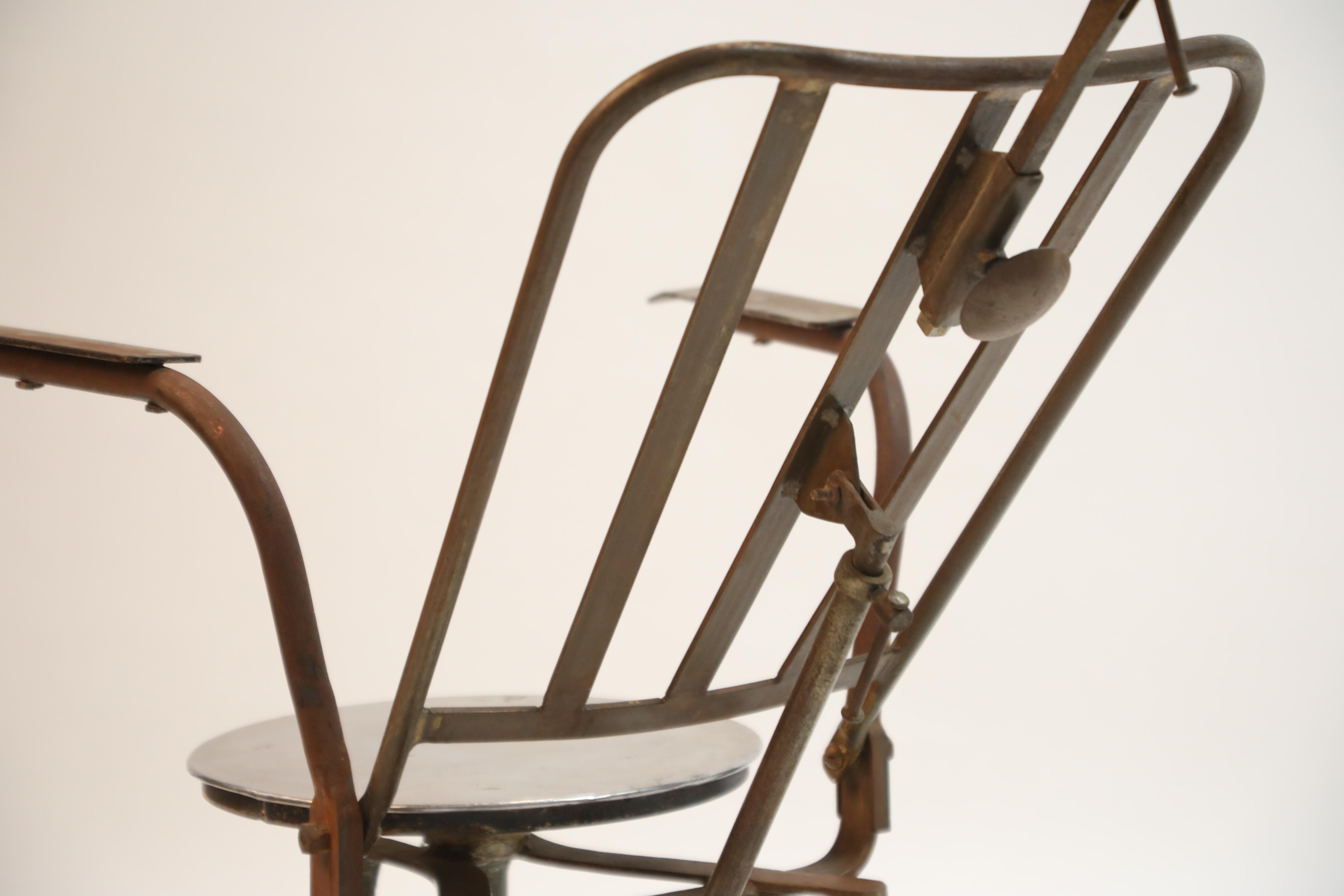 Industrial Steel Dentist Chair or Sculpture from Brazil, circa 1900s 7