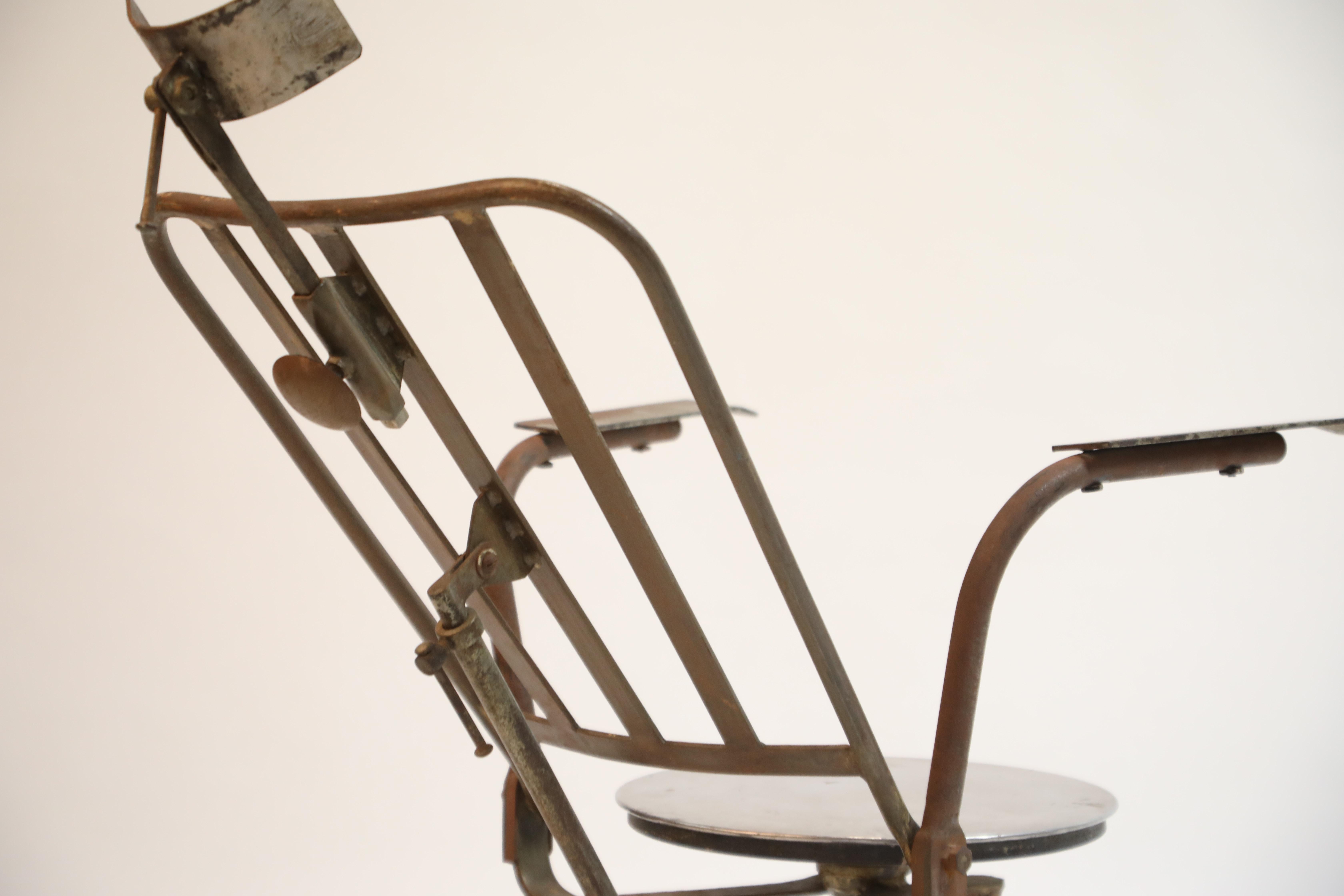 Industrial Steel Dentist Chair or Sculpture from Brazil, circa 1900s 11