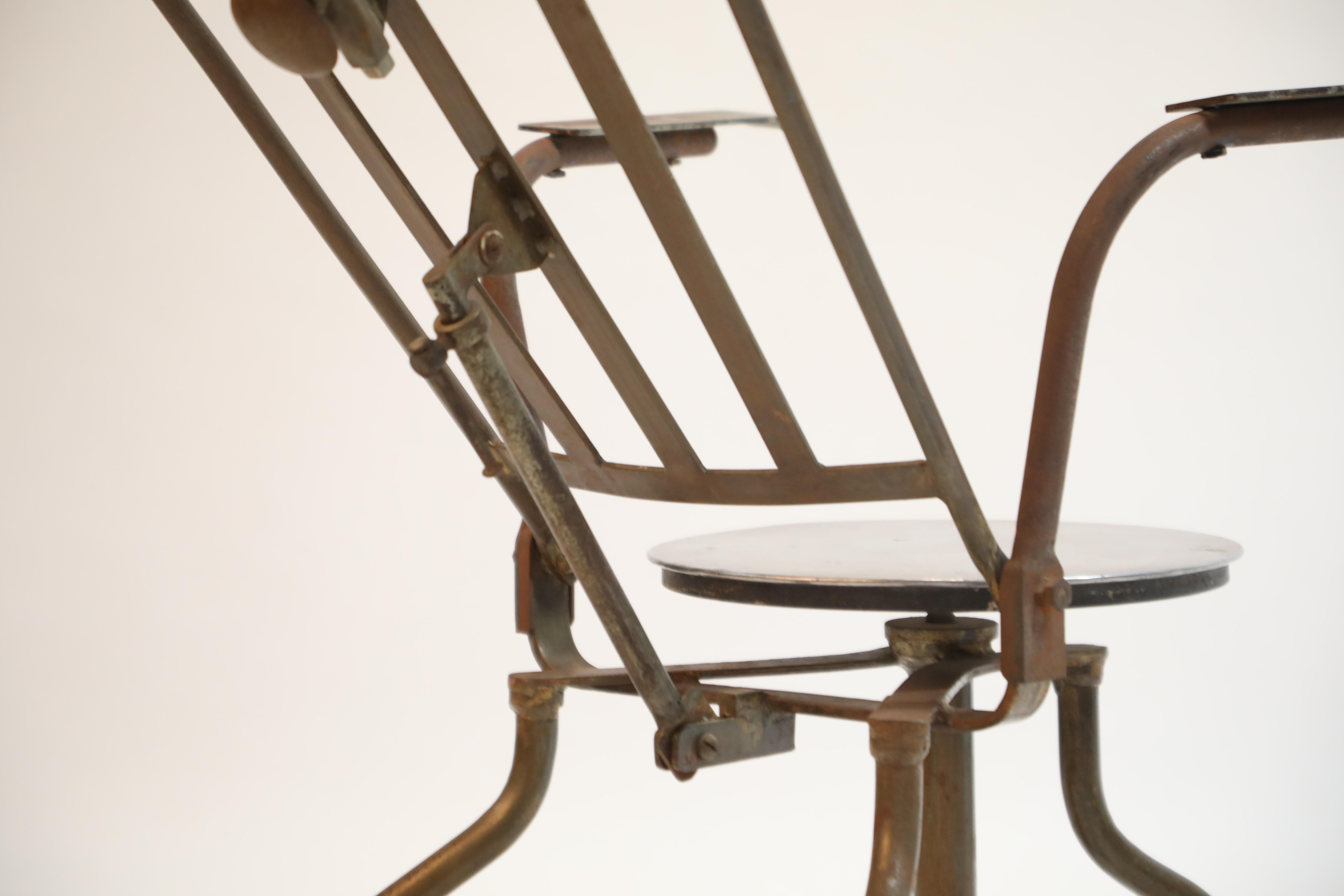 Industrial Steel Dentist Chair or Sculpture from Brazil, circa 1900s 12