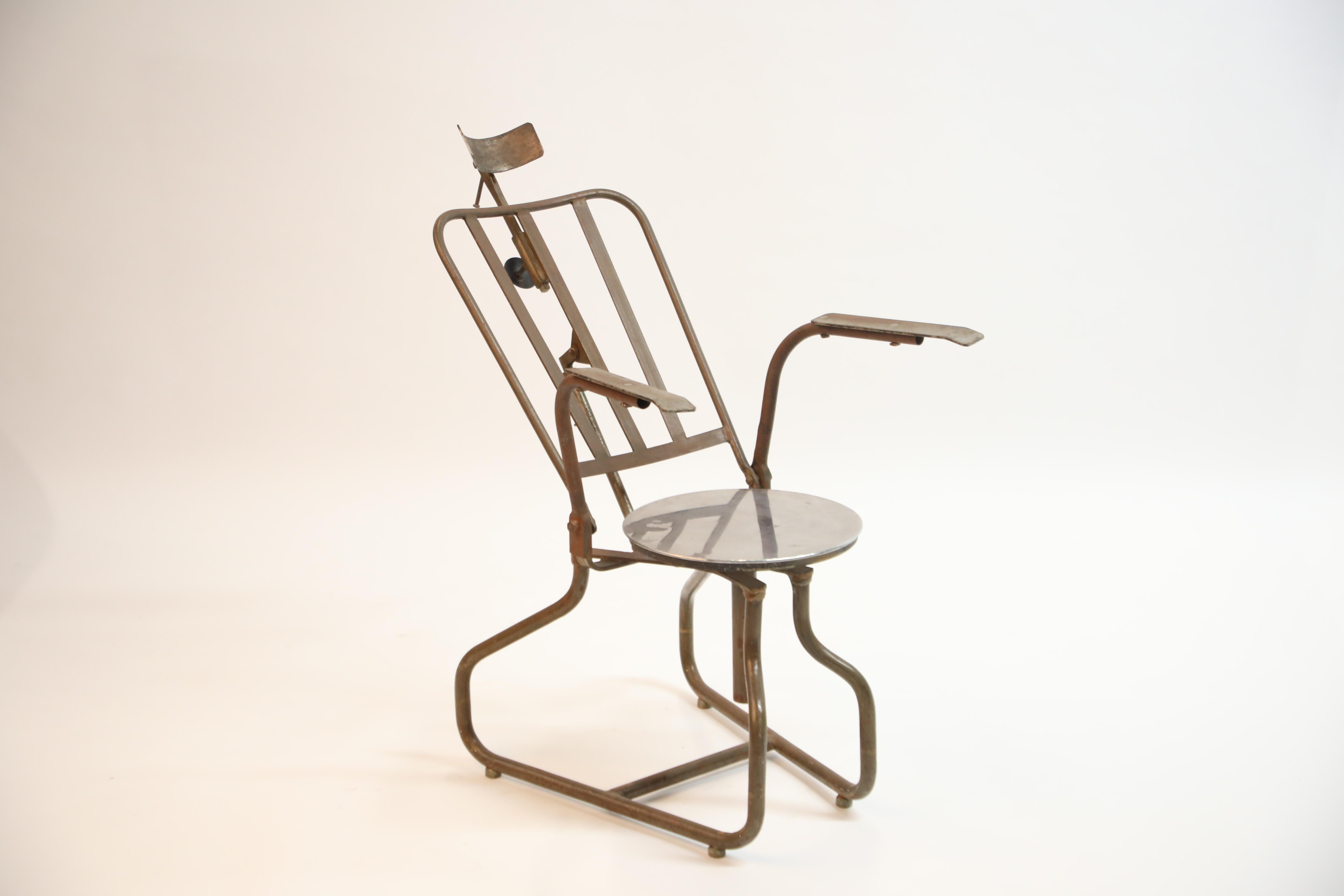 An interesting piece indeed, this industrial metal dental chair from Brazil was probably created in the early 1900s. This statement piece can definitely demand intrigue in a room and serve as the perfect conversation starter. Consider using it as a