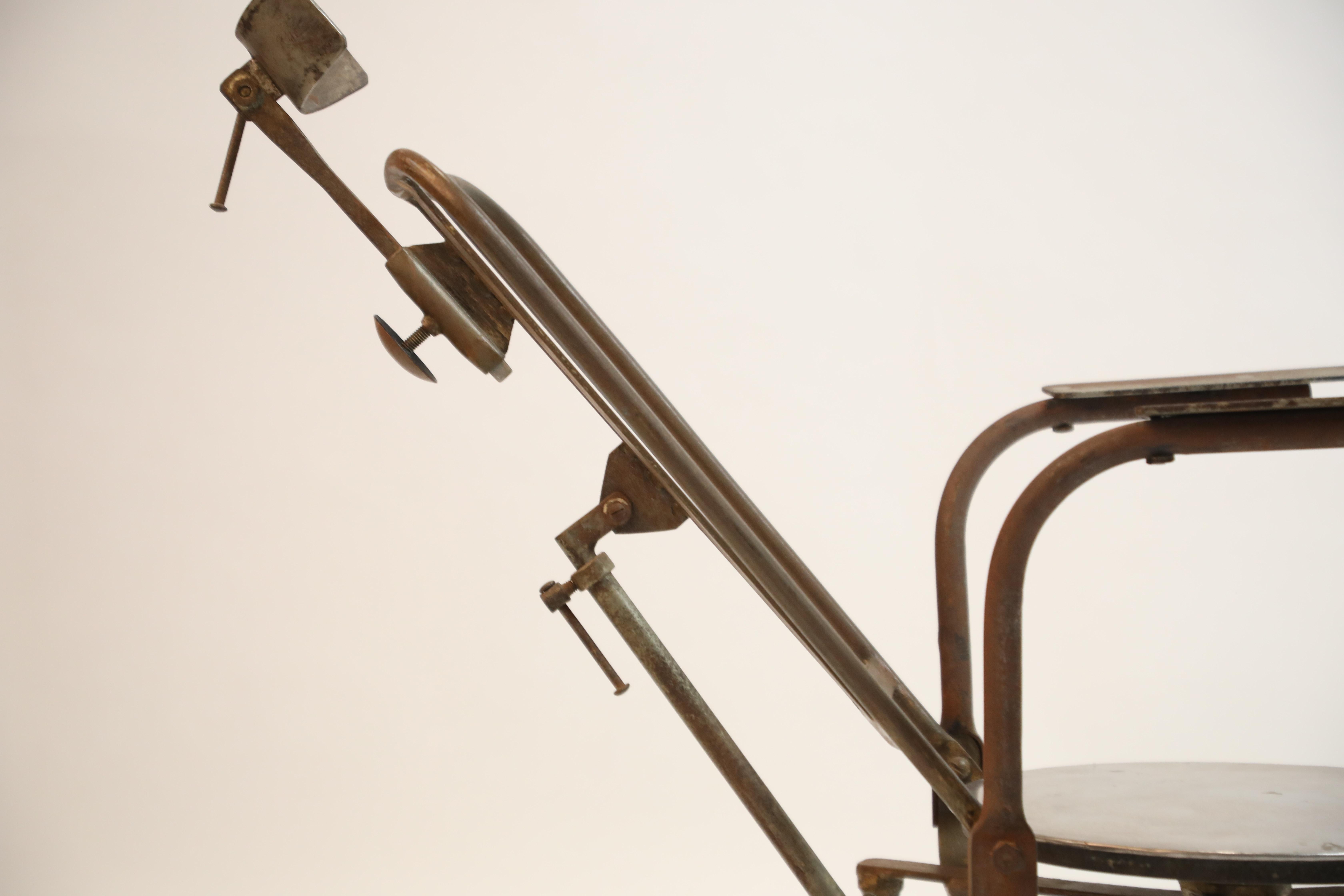Industrial Steel Dentist Chair or Sculpture from Brazil, circa 1900s 13