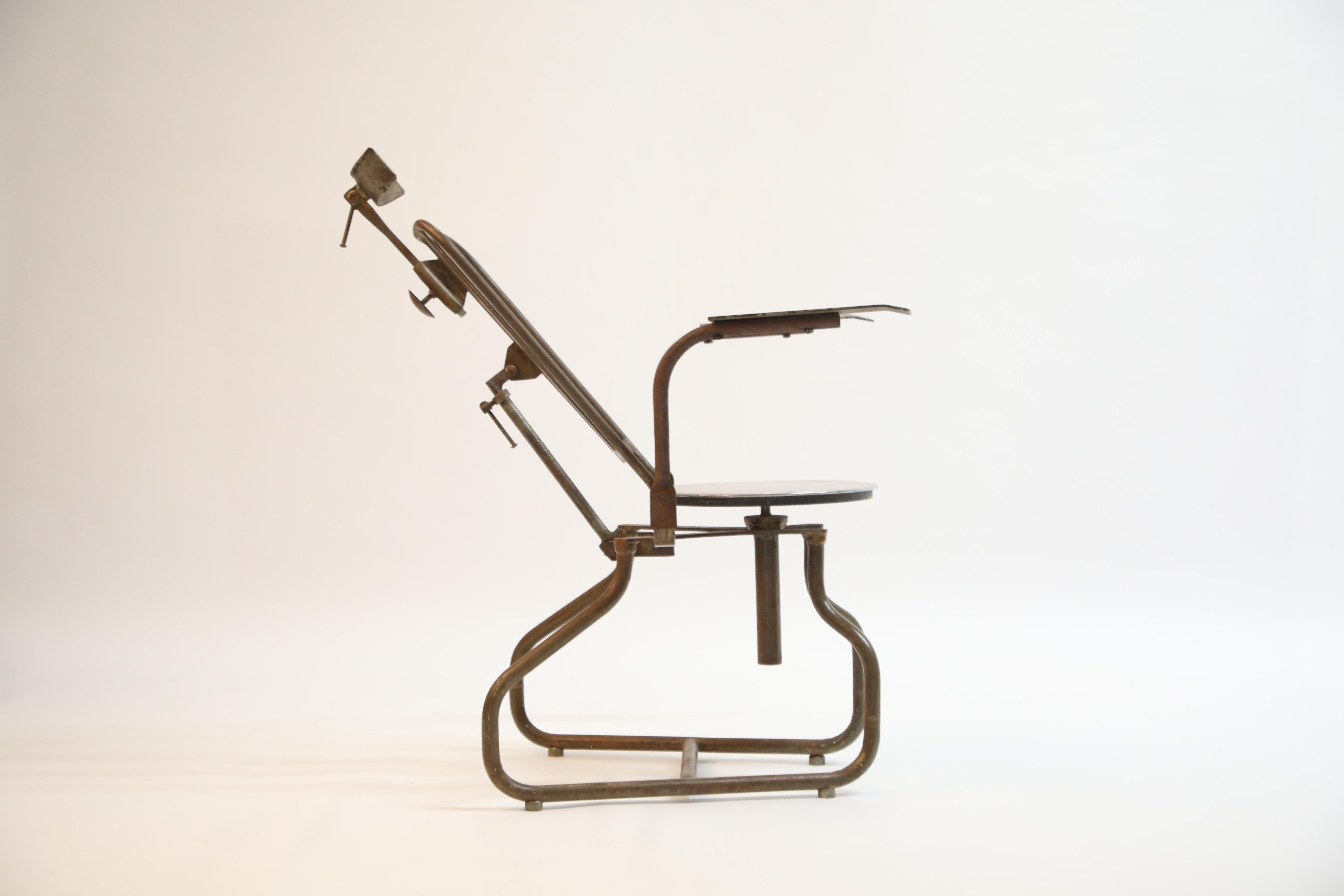 Industrial Steel Dentist Chair or Sculpture from Brazil, circa 1900s (Industriell)