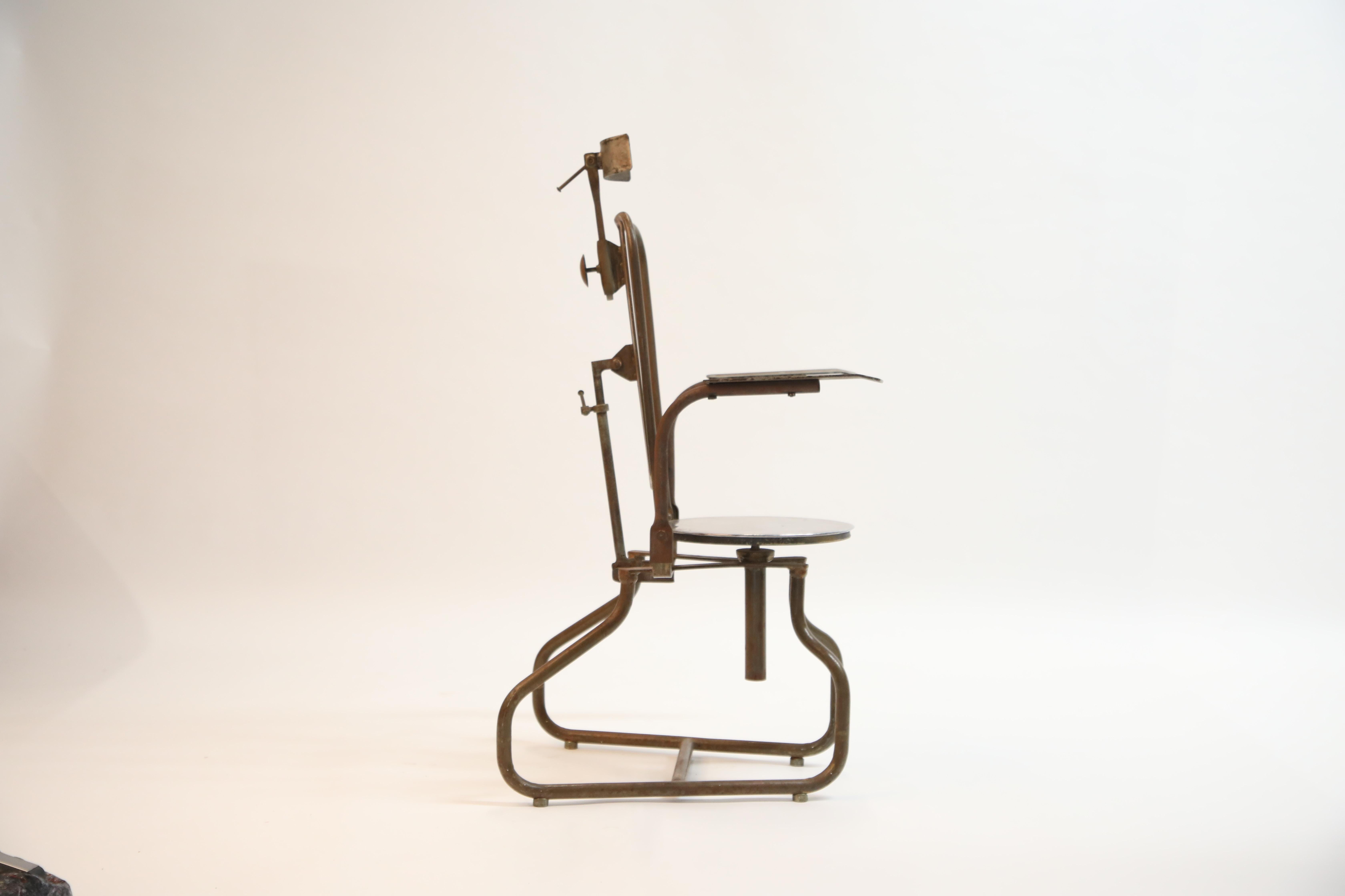 Brazilian Industrial Steel Dentist Chair or Sculpture from Brazil, circa 1900s