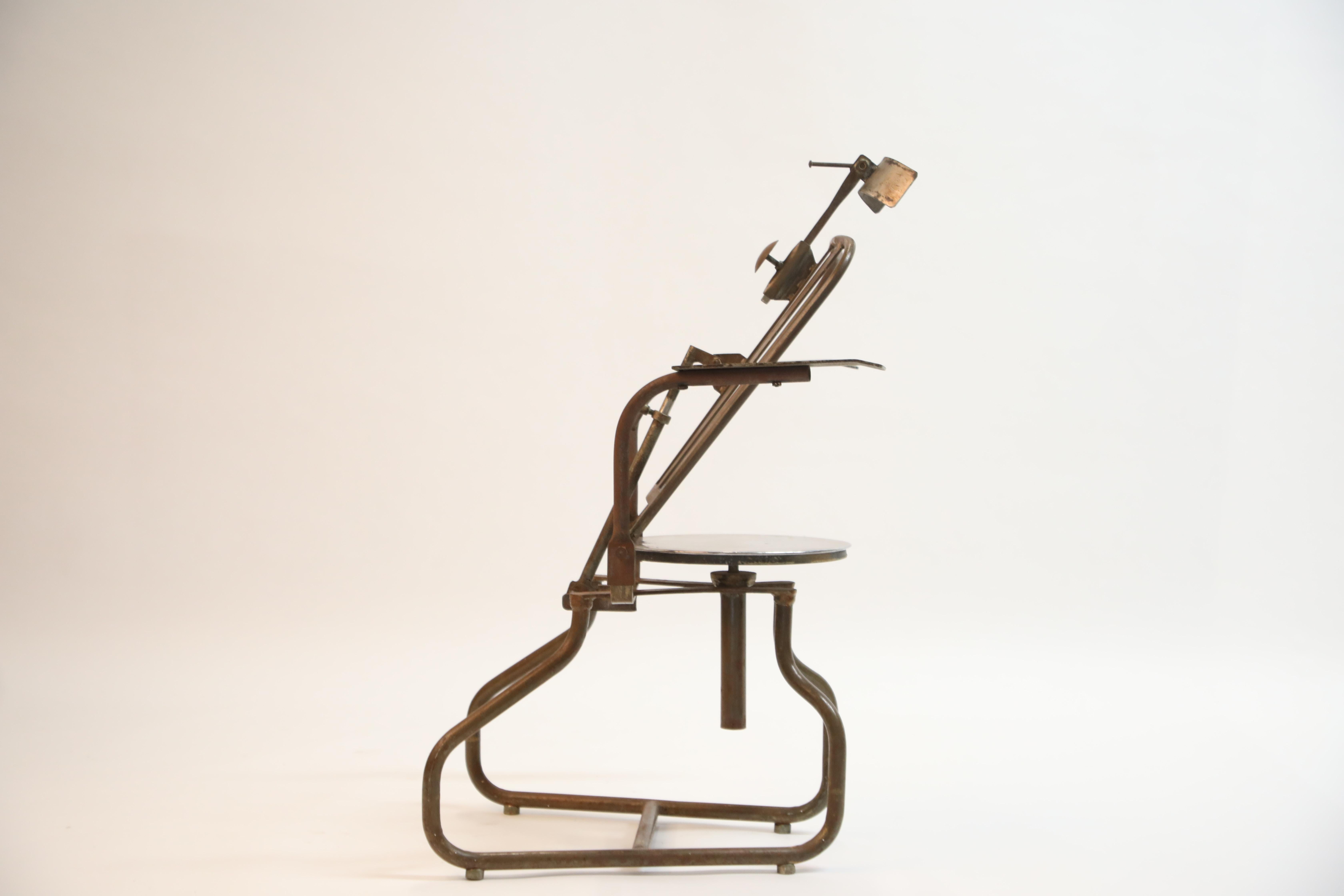 Industrial Steel Dentist Chair or Sculpture from Brazil, circa 1900s In Good Condition In Los Angeles, CA