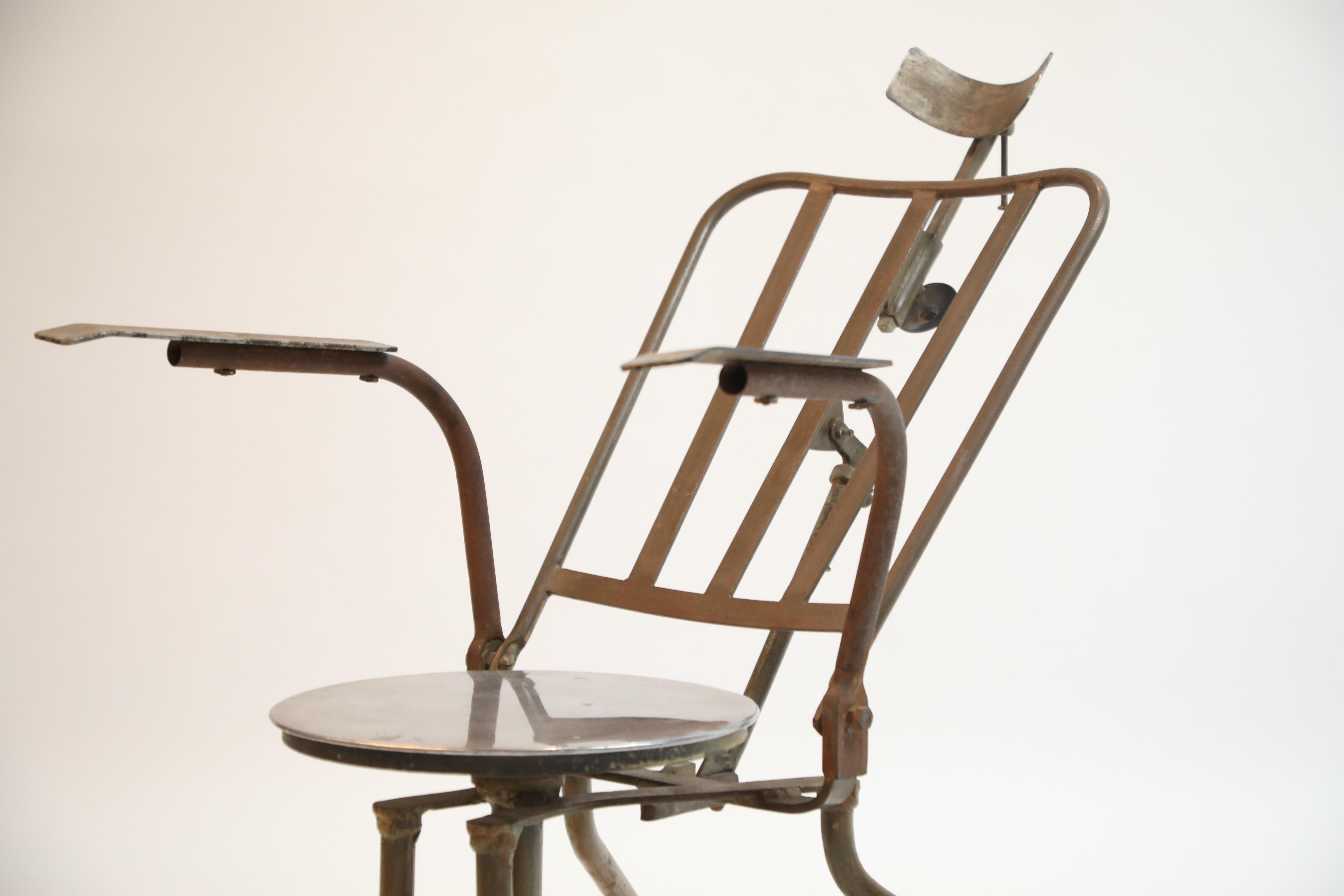Metal Industrial Steel Dentist Chair or Sculpture from Brazil, circa 1900s