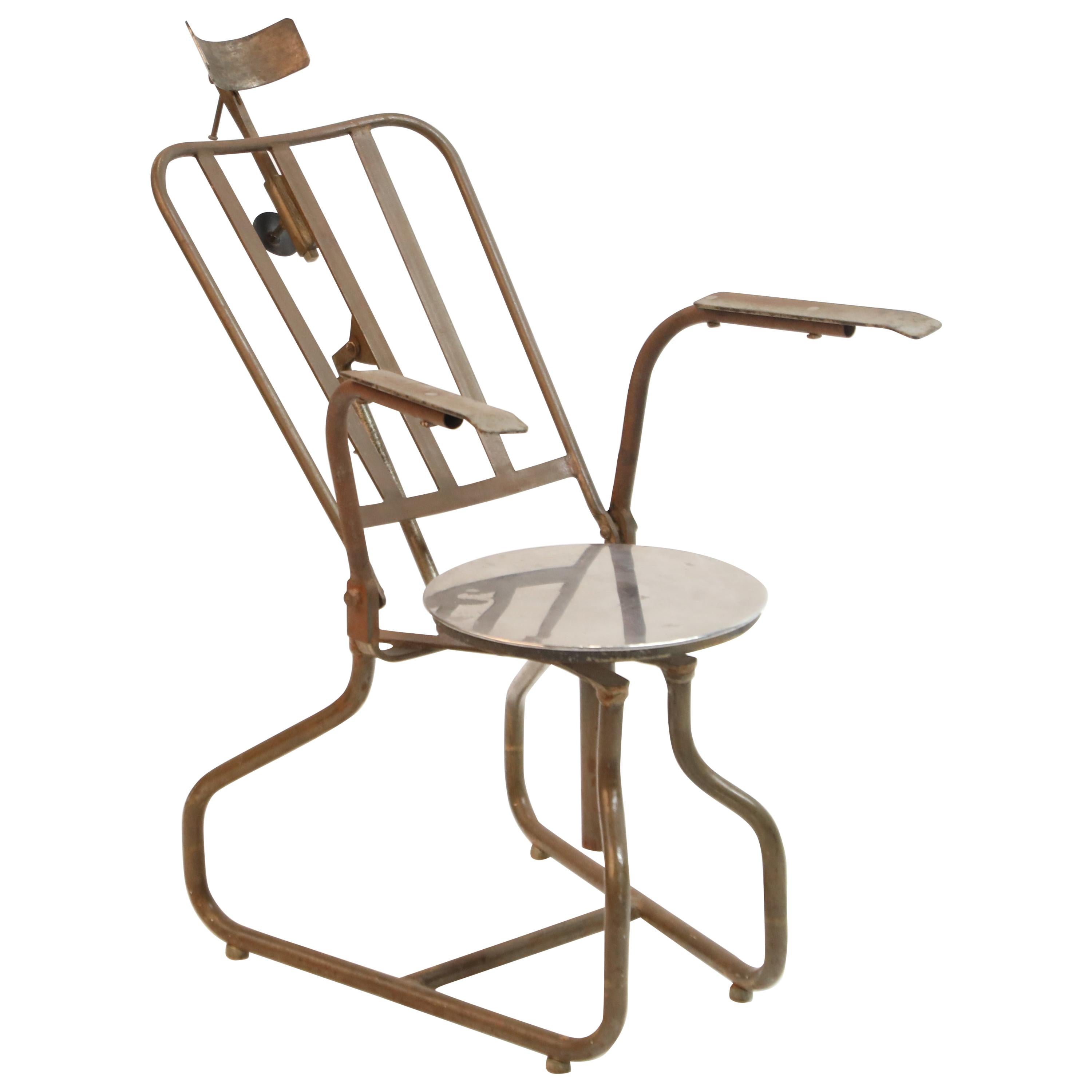 Industrial Steel Dentist Chair or Sculpture from Brazil, circa 1900s