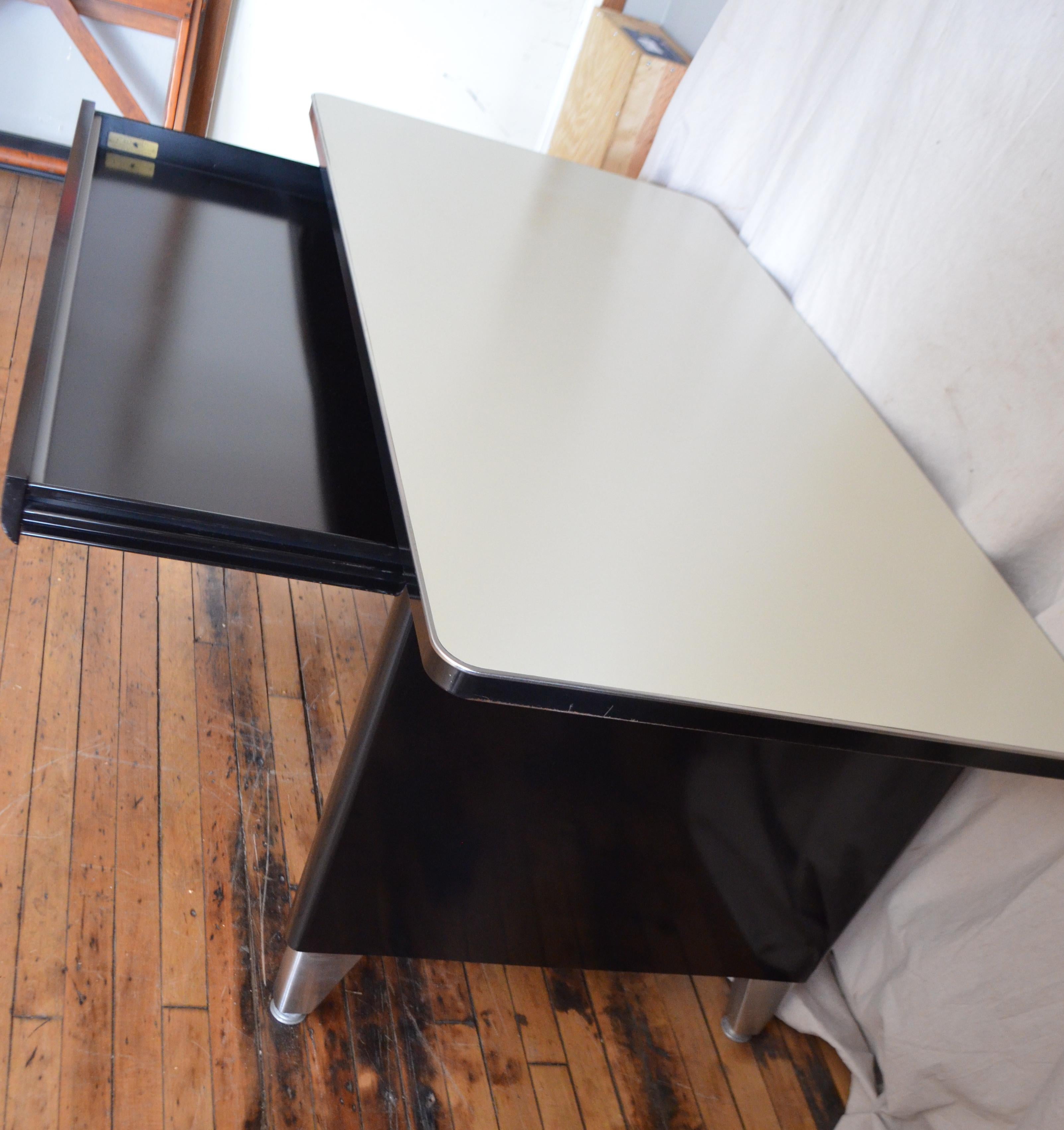 Mid-Century Modern Industrial Steel Desk, Invincible Brand, Tanker, Midcentury; 5 desks available For Sale