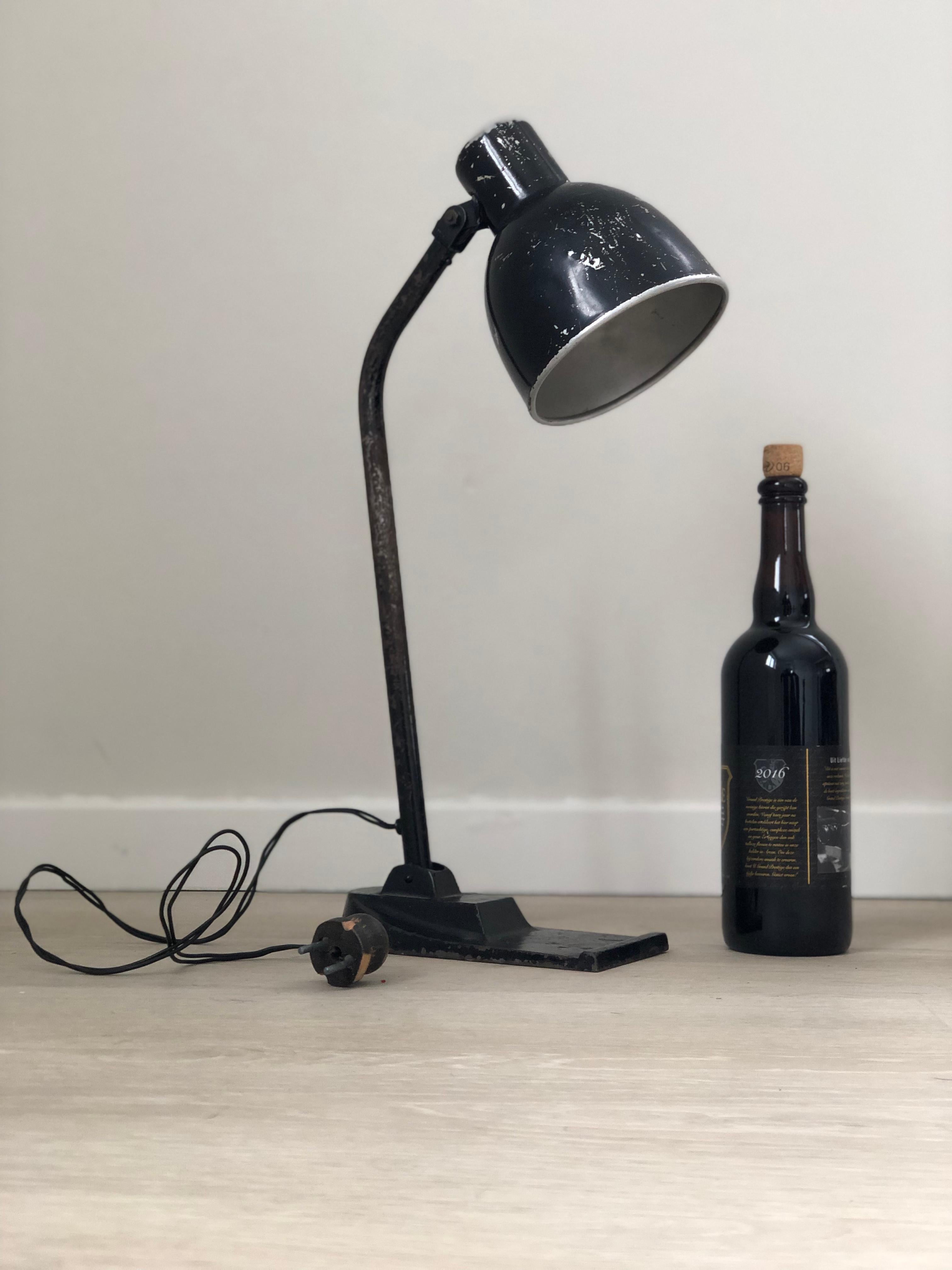 British Industrial Steel Desk Lamp 1940s United Kingdom For Sale