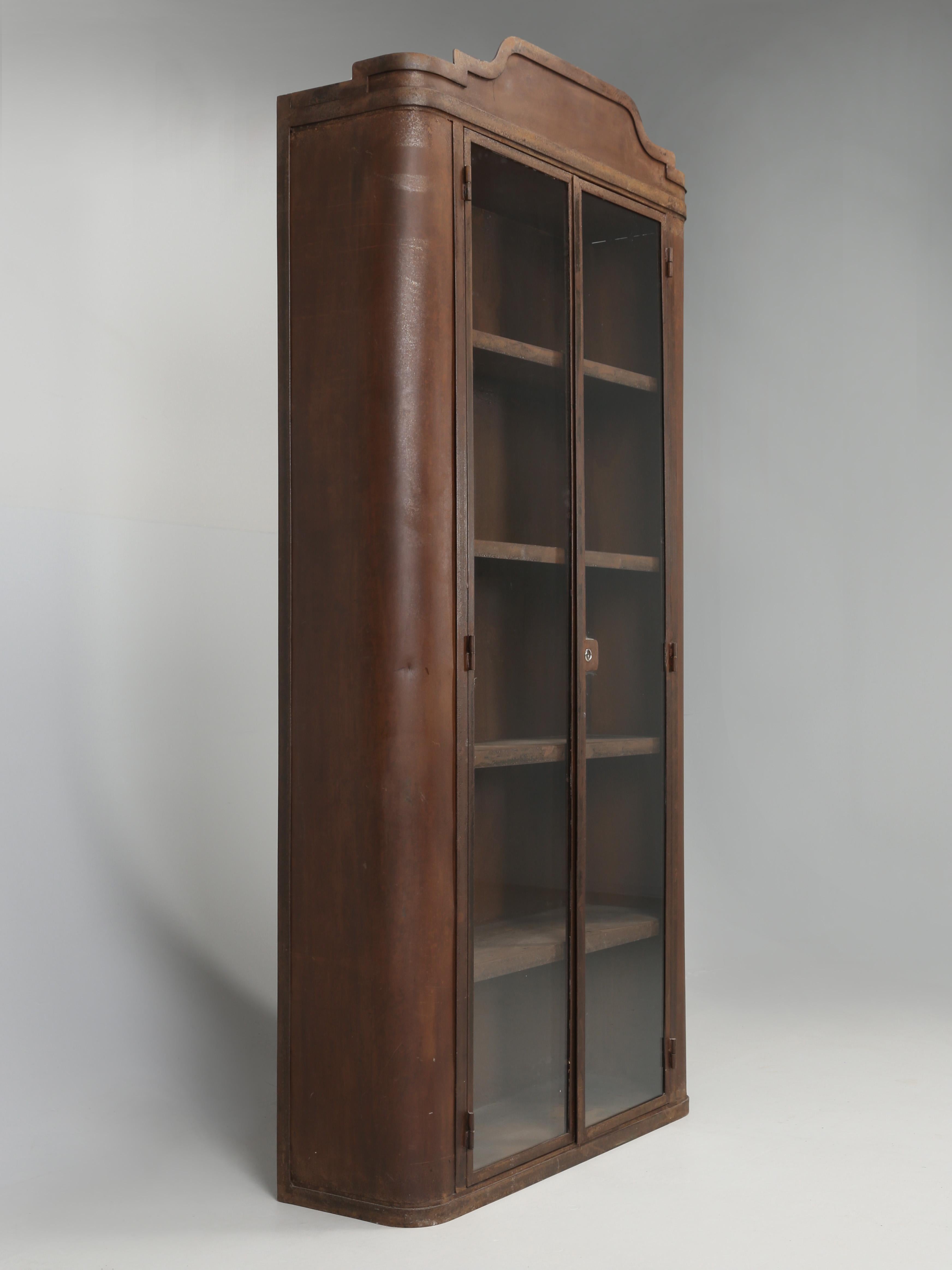 Industrial Steel French Shop or Curio Cabinet with Curved Corners  5