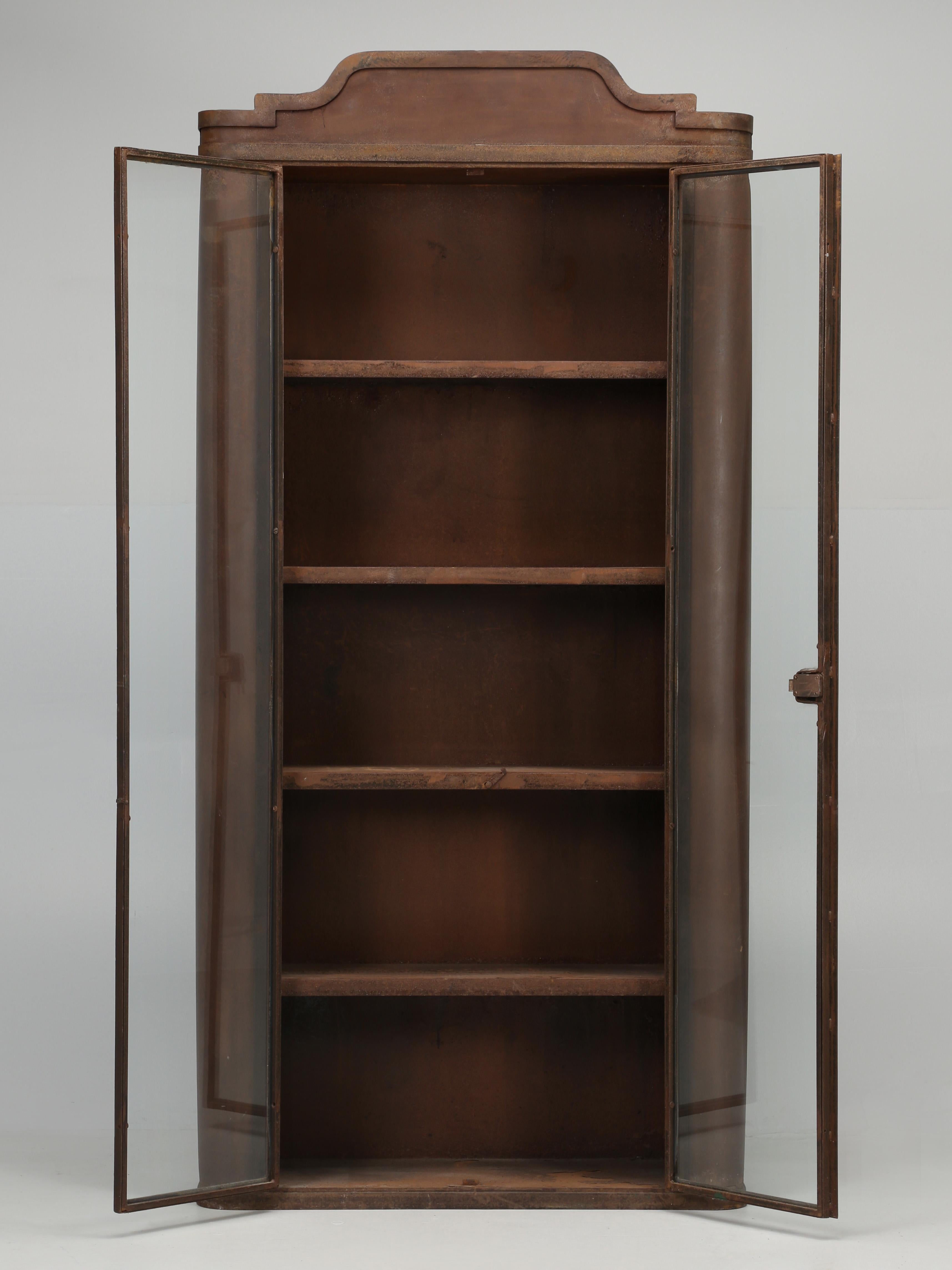 Industrial Steel French Shop or Curio Cabinet with Curved Corners  7