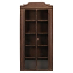 Industrial Steel French Shop or Curio Cabinet with Curved Corners 
