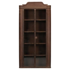 Industrial Steel French Shop or Curio Cabinet with Curved Corners
