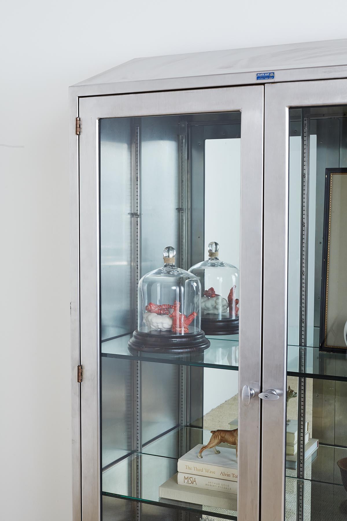 Industrial Steel Glass Door Apothecary Display Cabinet 2