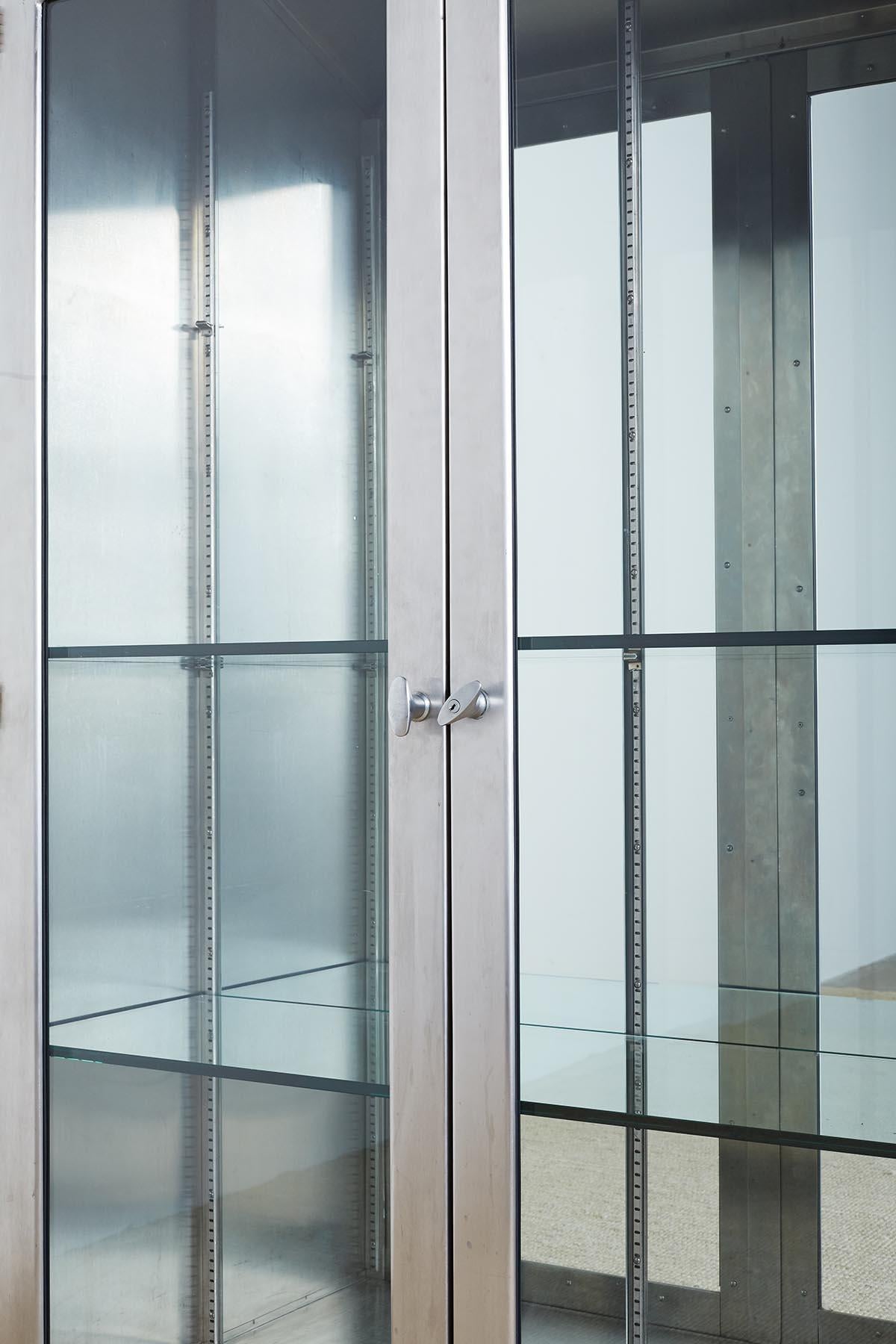 Industrial Steel Glass Door Apothecary Display Cabinet 7