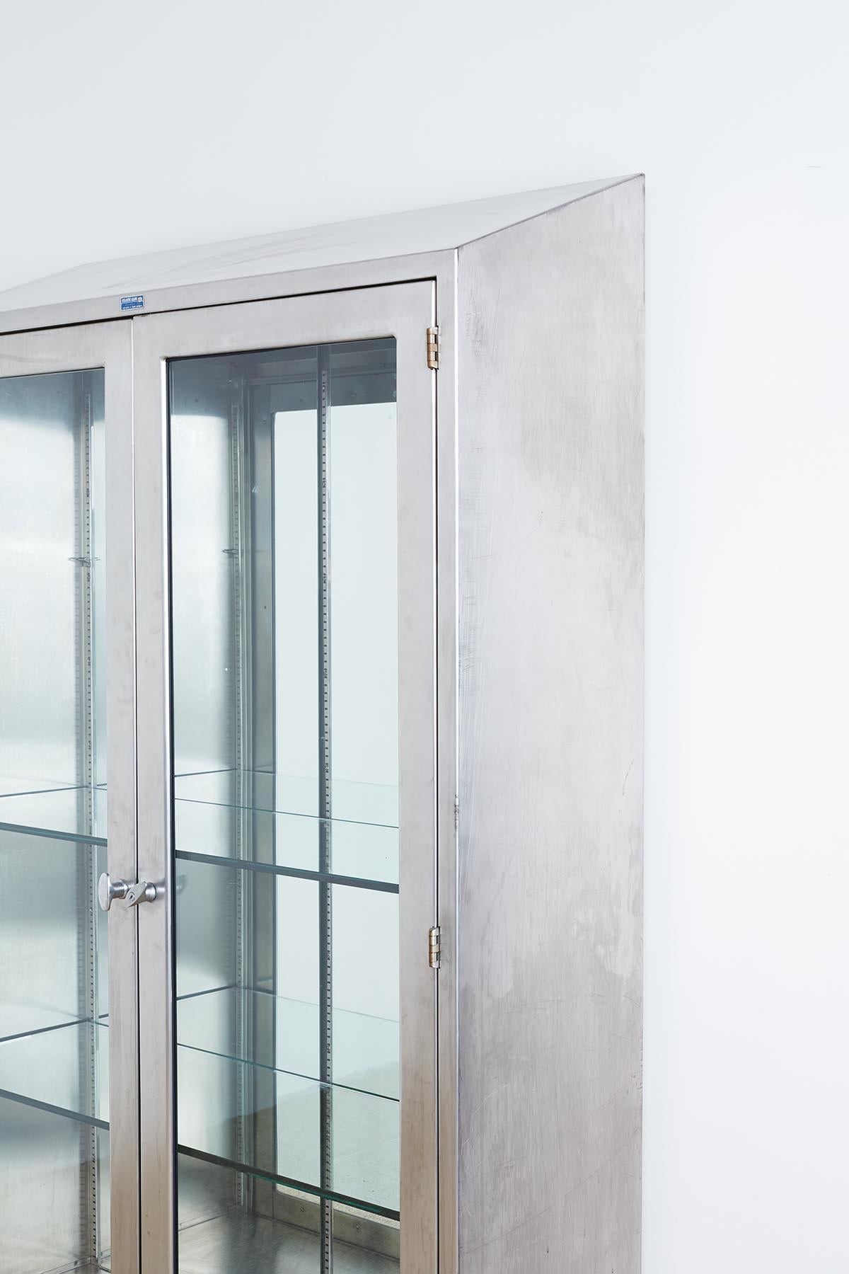Industrial Steel Glass Door Apothecary Display Cabinet 8