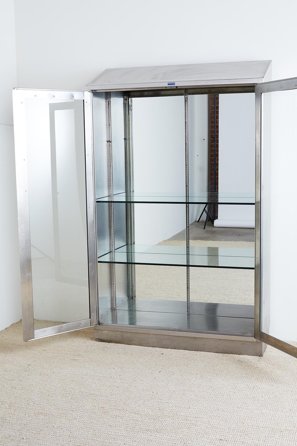 Industrial Steel Glass Door Apothecary Display Cabinet In Good Condition In Rio Vista, CA