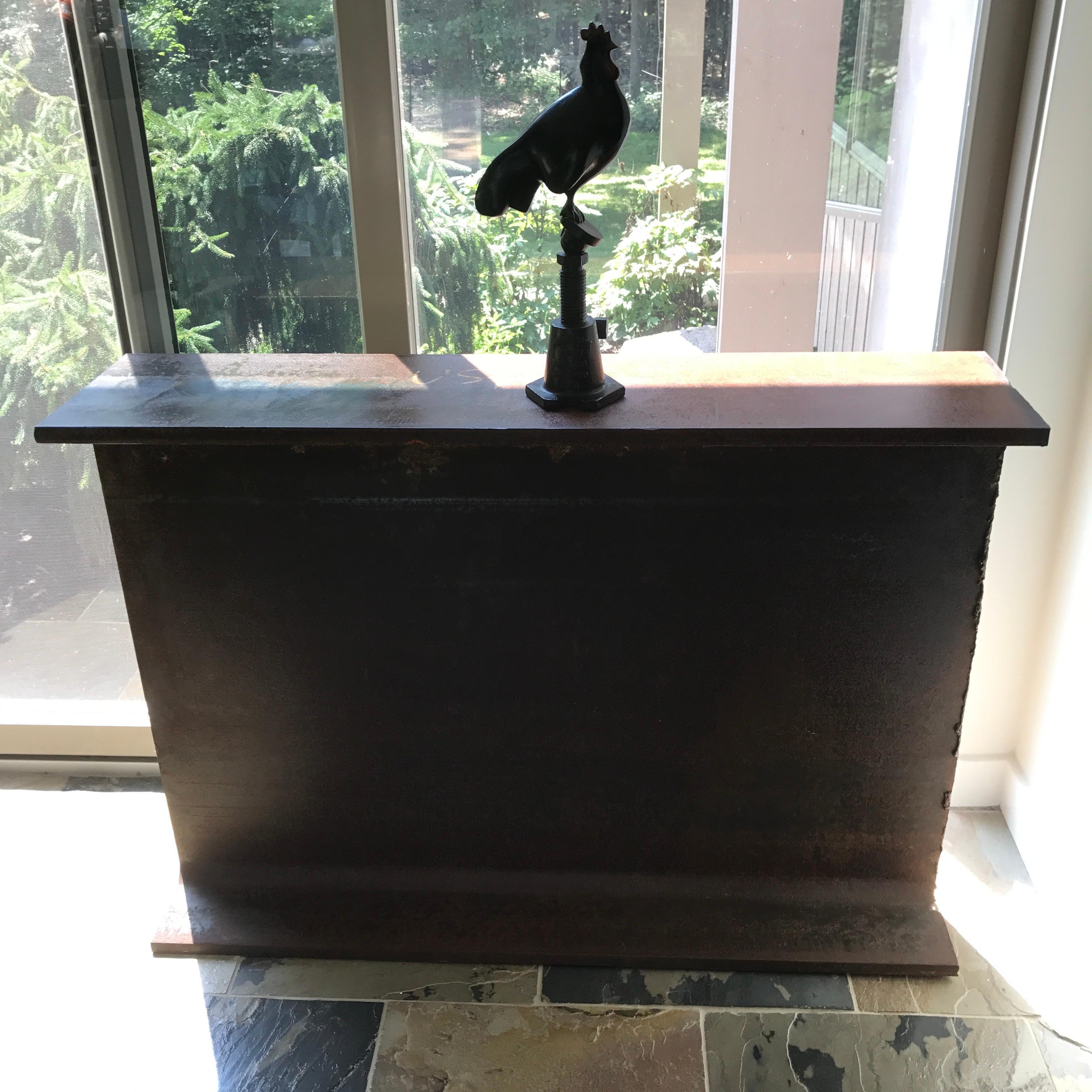 Patinated Contemporary, Recycled Steel I-Beam Console Sofa Table, Made to Order