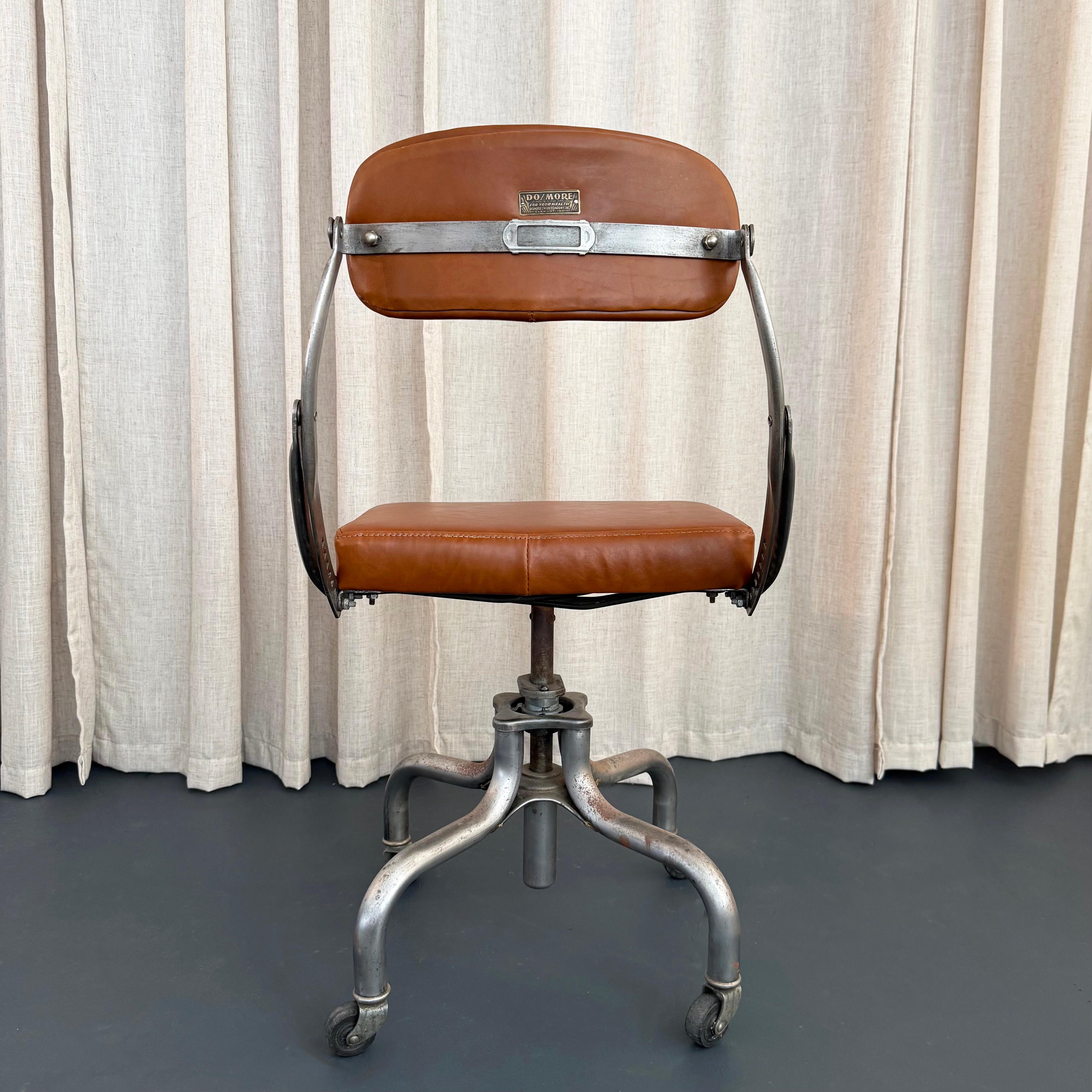 Industrial Steel Leather Adjustable Swivel Task Chair By Domore