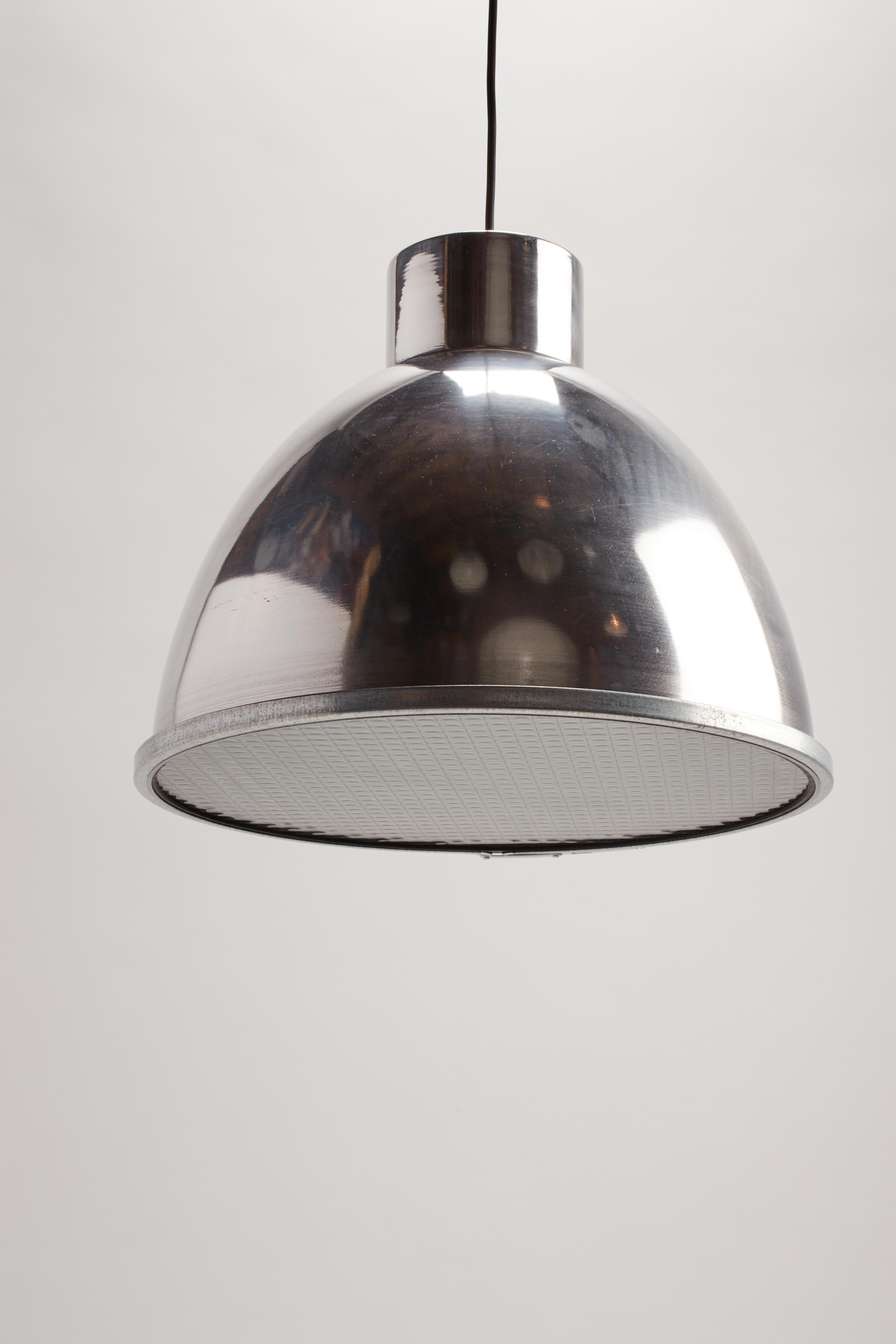 Mid-20th Century Industrial Steel Lights with Glass, Italy, 1950 For Sale