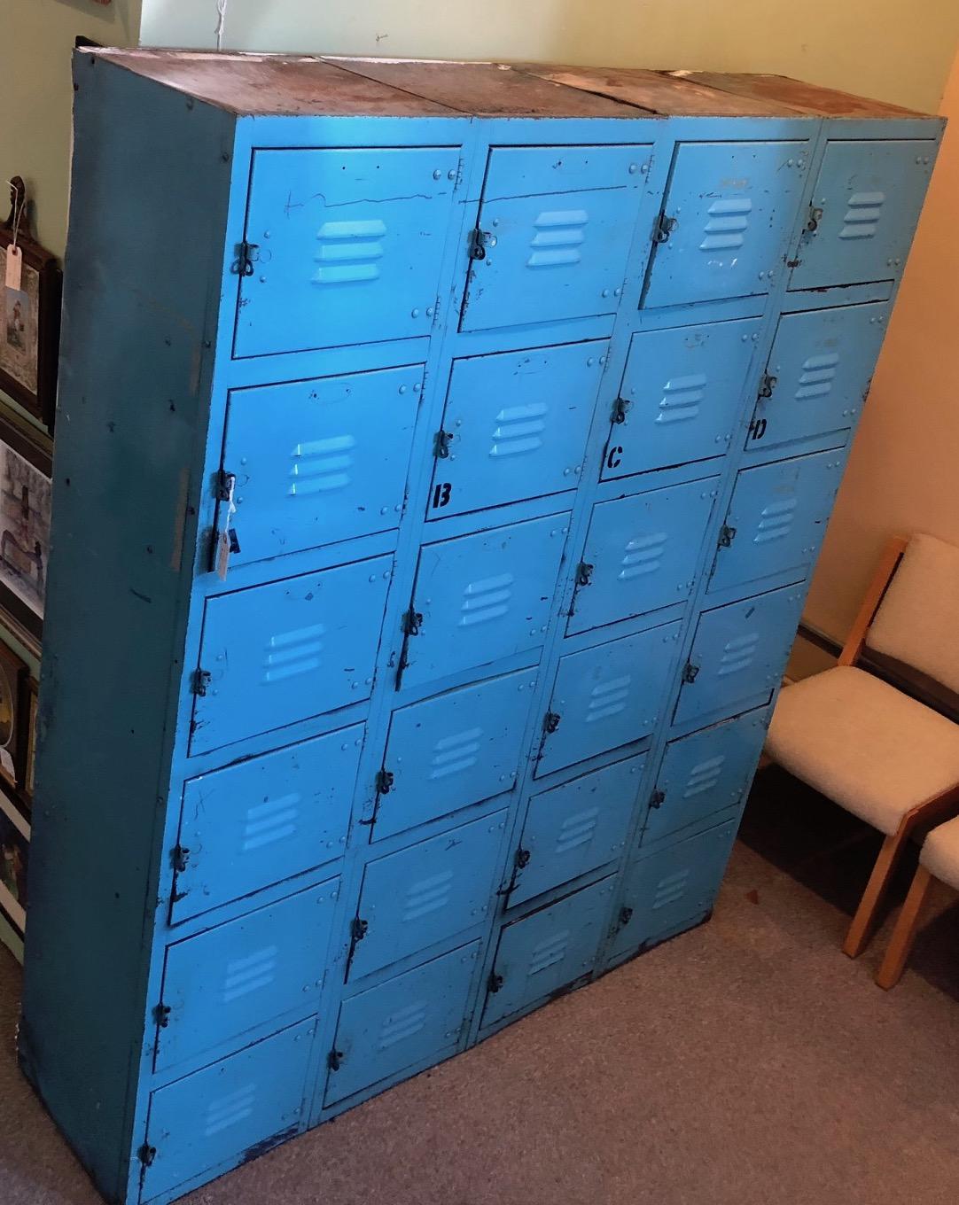 Industrial Steel Storage Locker Set. Robin's Egg Blue, 24 Cubbies