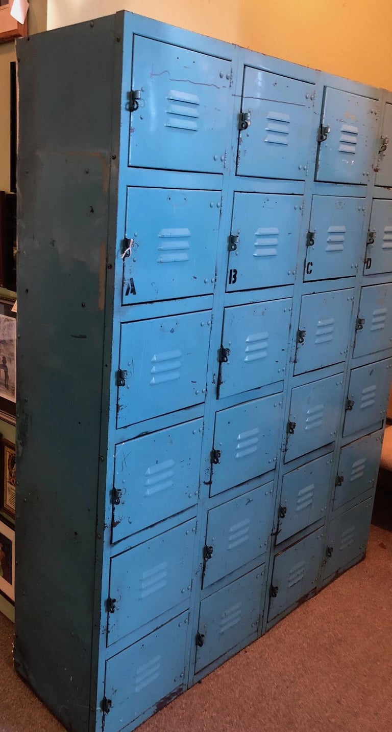 Industrial Steel Storage Locker Set. Robin's Egg Blue, 24 Cubbies