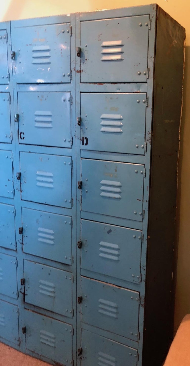 Industrial Steel Storage Locker Set. Robin's Egg Blue, 24 Cubbies