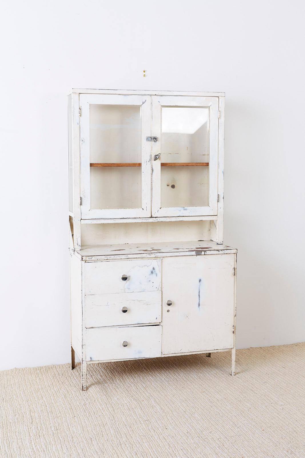 Beveled Industrial Steel Naval Apothecary Medical Cabinet